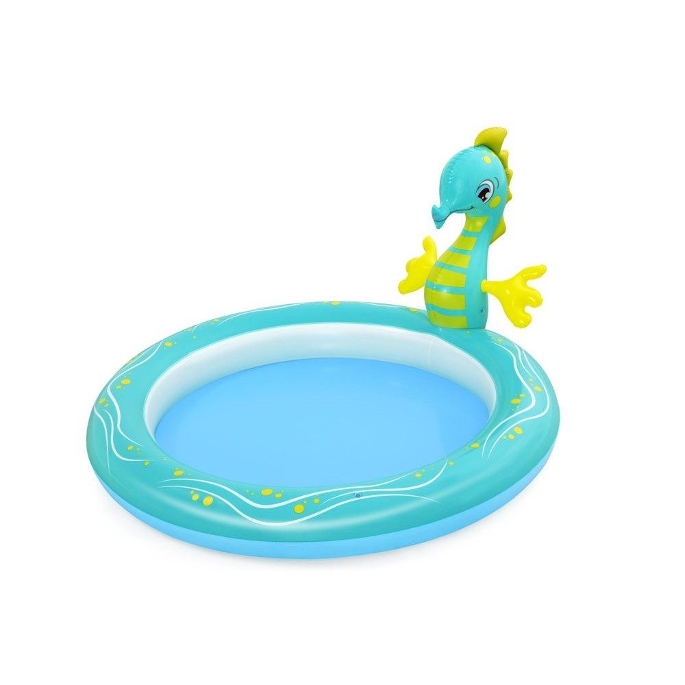 BESTWAY Planschbecken Kinderpool Wassersprüher Gartenpool, (Spar-Set, 1-tlg., 188 x 160 x 86 cm bunt), Seepferdchen-Sprüher, 140 l, Ablassventil