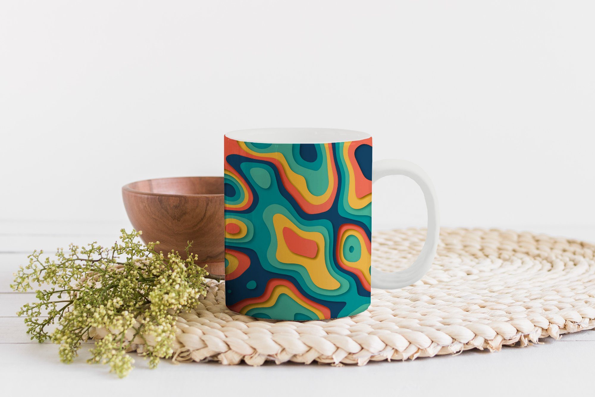 Kaffeetassen, Teetasse, Kreis MuchoWow Keramik, Becher, Muster Farben, - Tasse Geschenk - Teetasse,