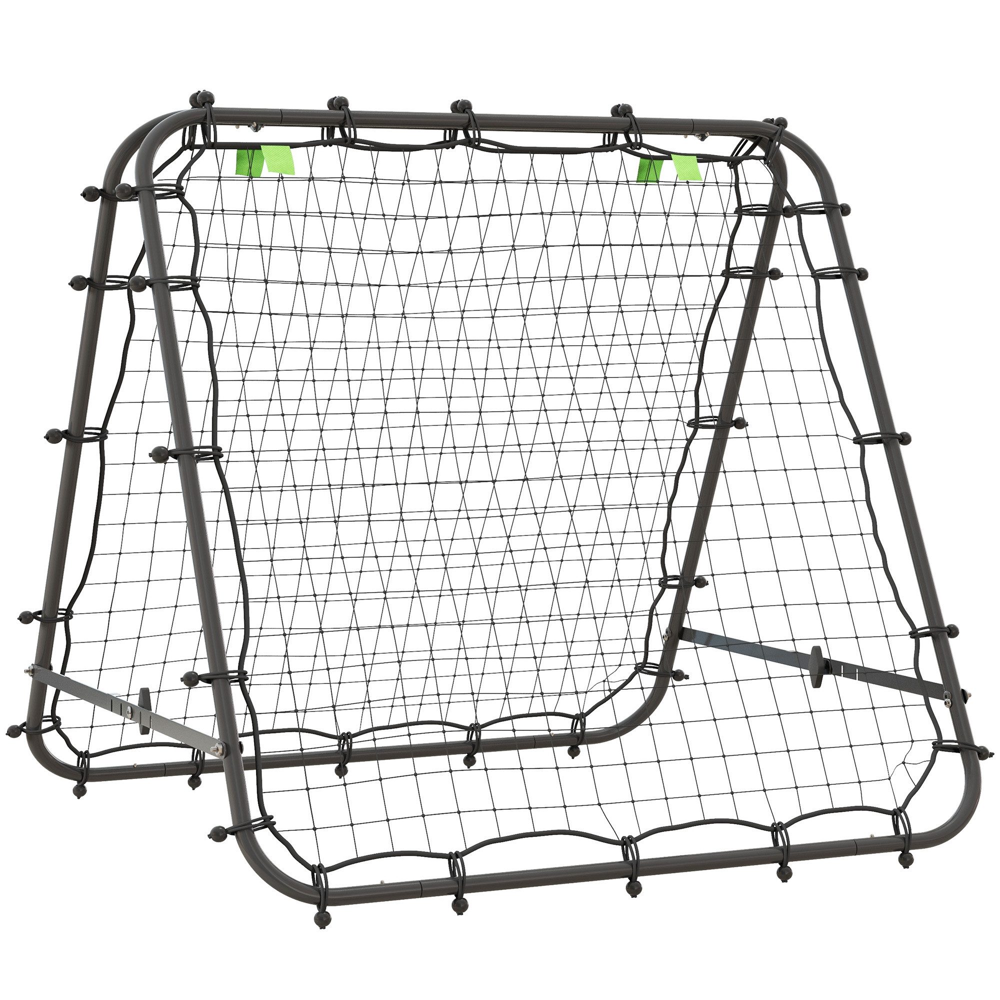 HOMCOM Rebounder beidseitiger Rückprall, Verstellbar in 5 Stufen, (Kickback Tor, 1-St., Fußball Rebounder), für Fußball Training Stahl Schwarz 100 x 95 x 90 cm