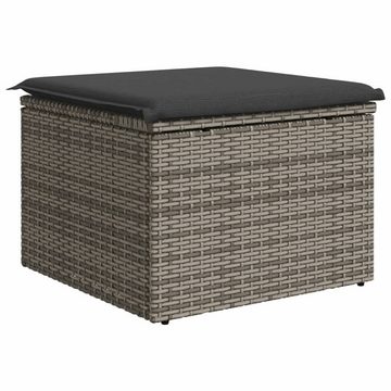 vidaXL Hocker Gartenhocker mit Kissen Grau 55x55x37 cm Poly Rattan