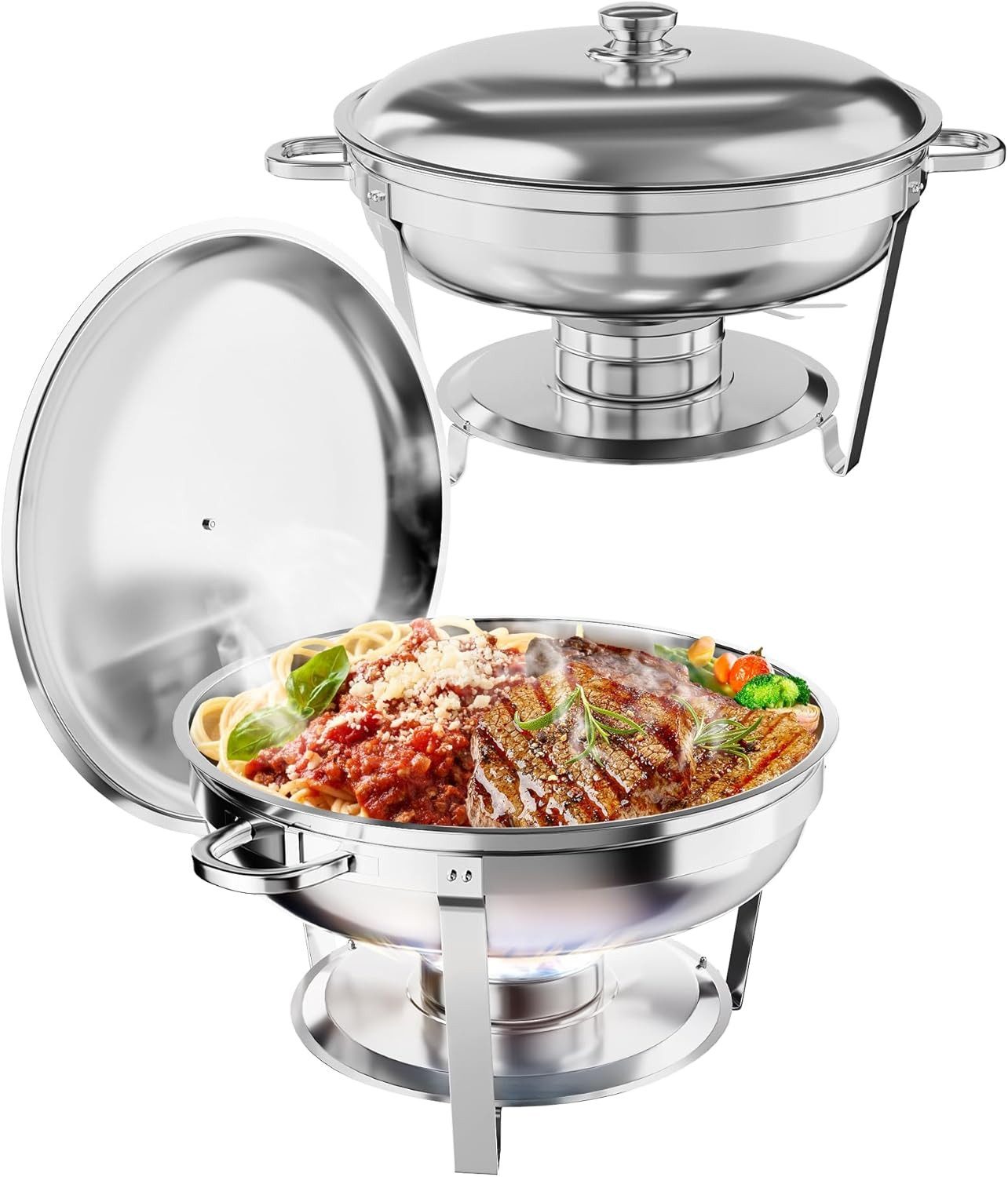 Speisenwärmer 5L runde Edelstahl-Chafing-Dishes und Warmhaltebehälter