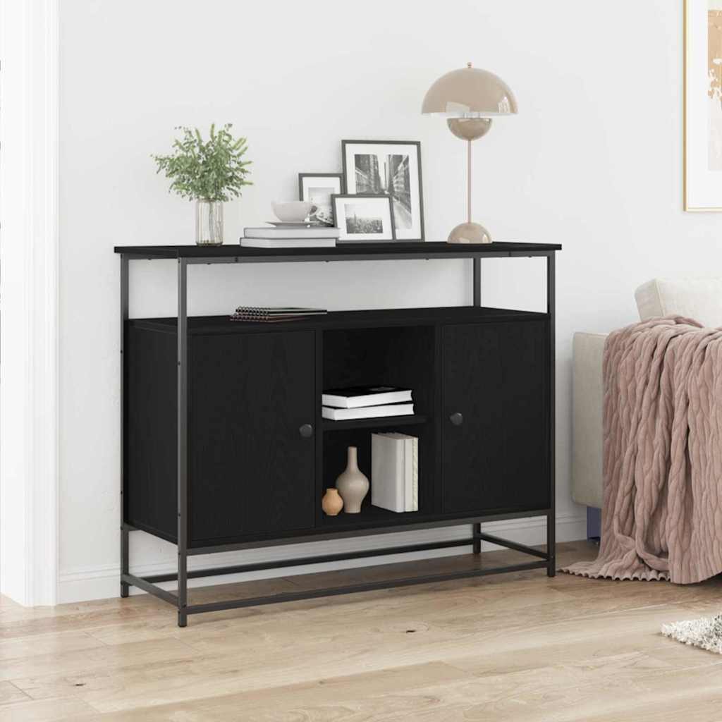 vidaXL Sideboard Sideboard Schwarz Eichen-Optik 100 x 35 x 80 cm Holzwerkstoff (1 St)