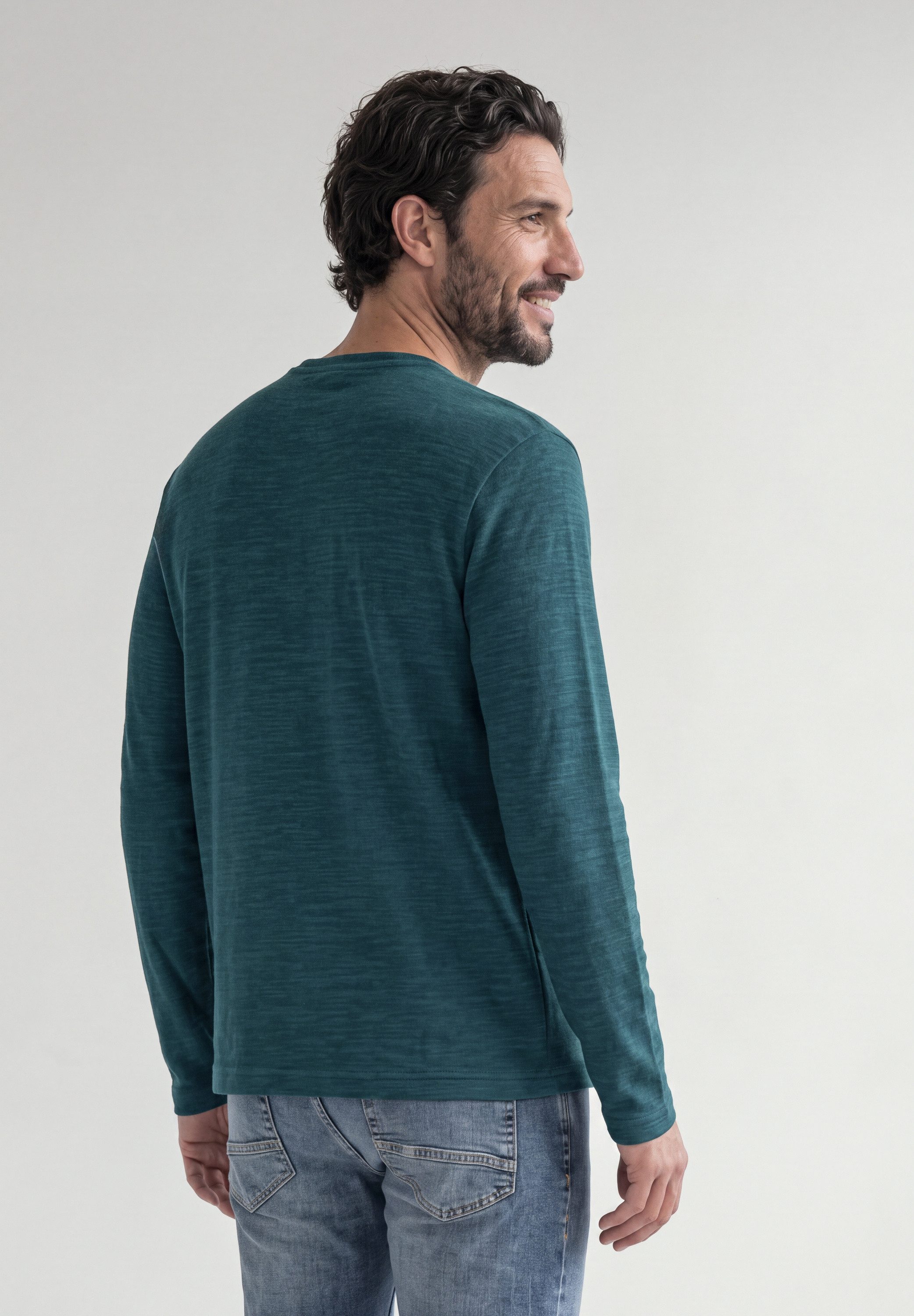 STREET ONE MEN Langarmshirt in Unifarbe – Bild 2 von 5