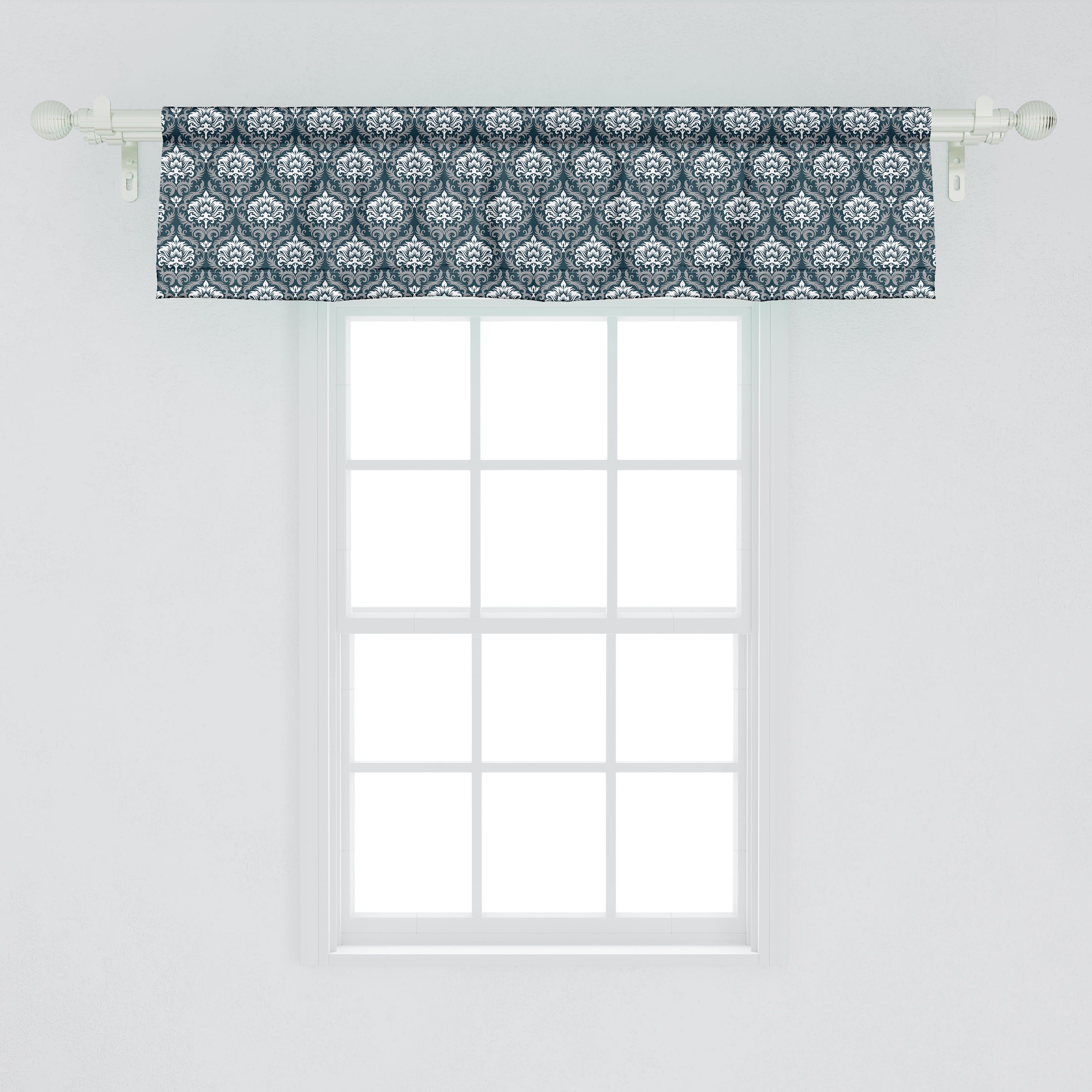 Scheibengardine Vorhang Volant für Schlafzimmer mit Dekor Stangentasche, floral Microfaser, Küche Abakuhaus, Victorian Damast