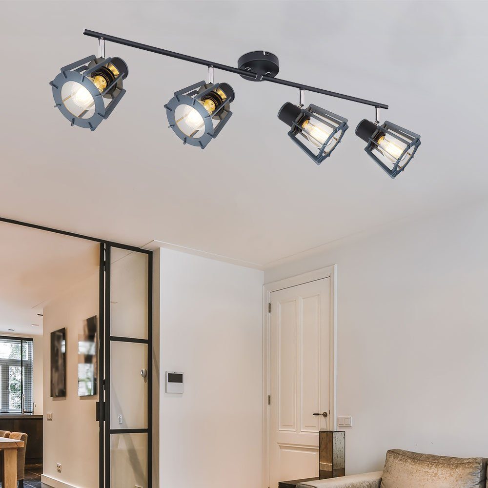 etc-shop LED Deckenleuchte, Leuchtmittel nicht inklusive, Deckenleuchte 4-flammig Metall Holz Wohnzimmer Design Deckenlampe
