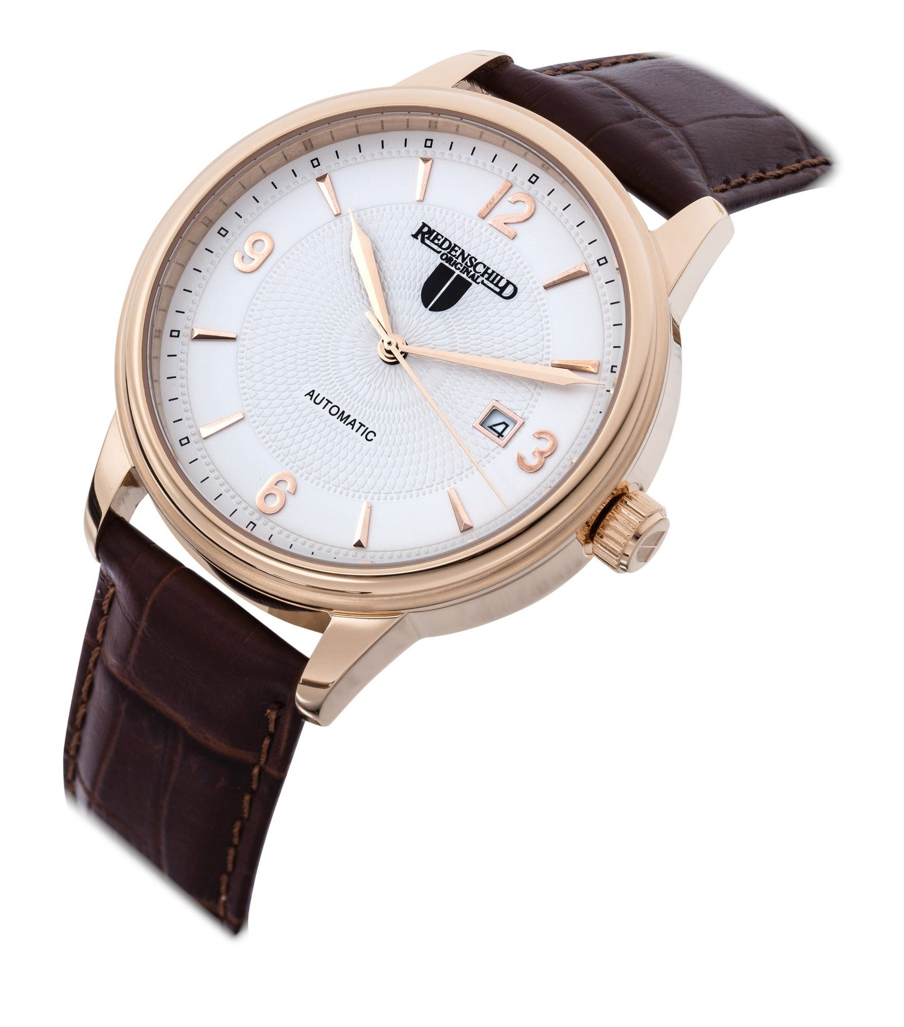 Riedenschild Automatikuhr RS7605-04 Herrenuhr Rose Lederband Braun 42 mm RS7605-04