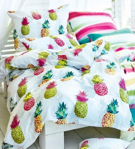 Bettwäsche »ANANAS«, LIVING DREAMS, süße Früchtchen, bunte Ananas auf