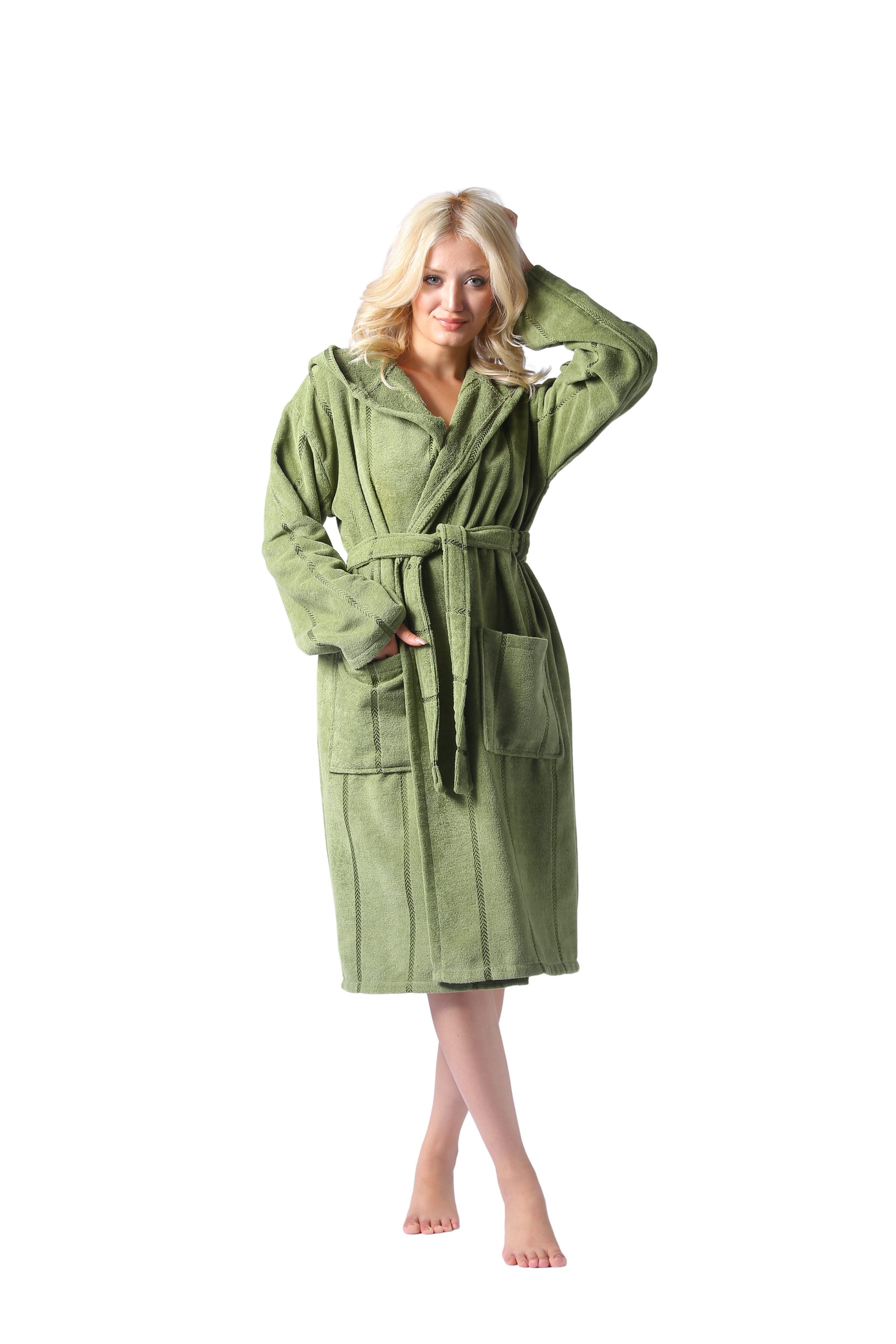 MAIAS art home Unisex-Bademantel Volina Frottee Damen & Herren 100% Baumwolle, Langform, frottee Baumwolle, mit Kapuze & aufgesetzten Taschen, Bindegürtel, Unisex, ideal als Hausmantel, Morgenmantel oder für die Sauna