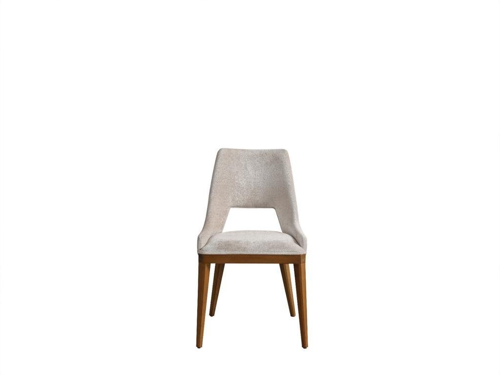 Holz Stoff Stuhl Beige Design Polster Esszimmer Neu JVmoebel Moderne Stuhl Luxus