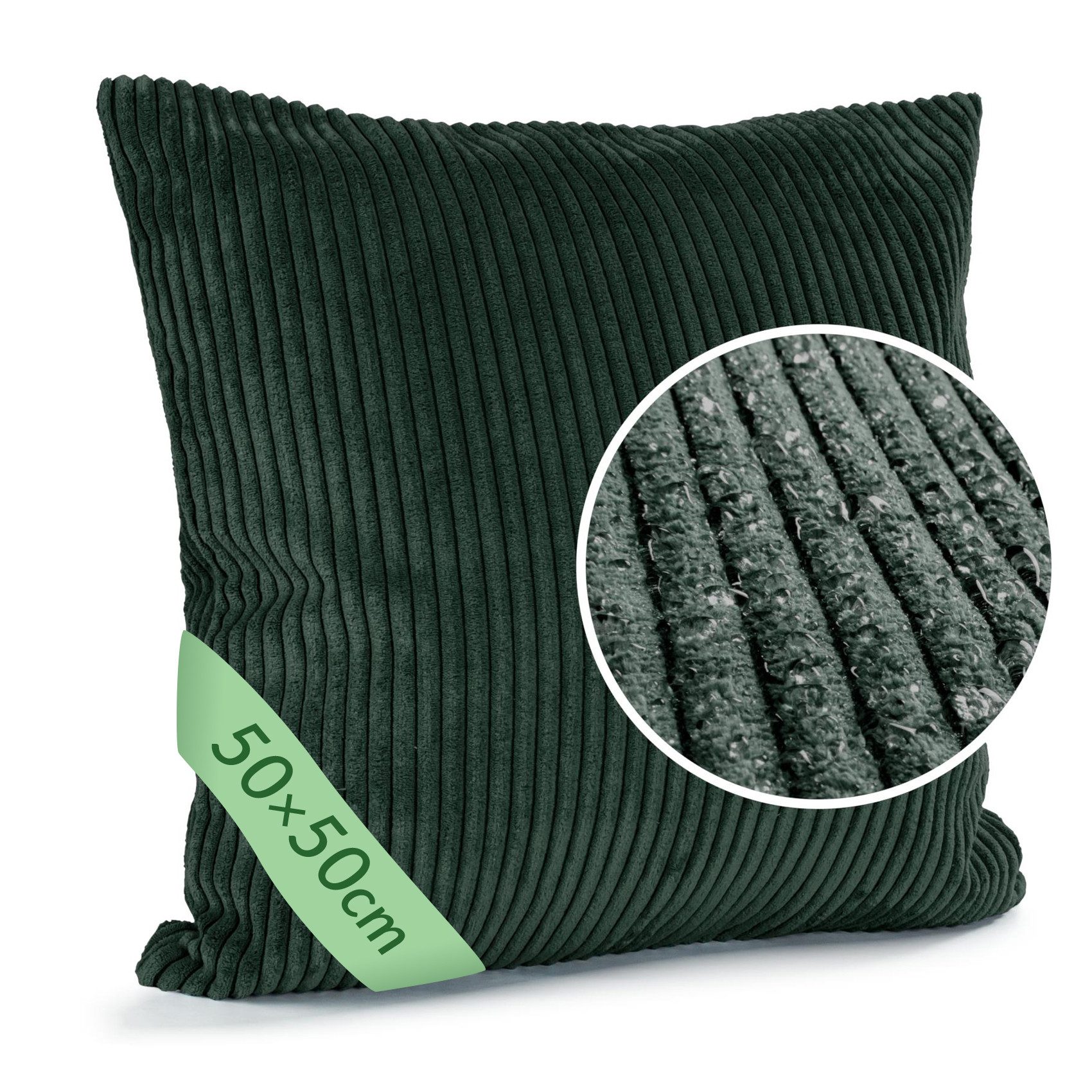 ANRO Dekokissen Kissenhülle MIT oder OHNE Füllung Kissenbezug Zierkissen, Kissenüberzug ohne Füllung Cordsamt 50x50cm Einfarbig Dunkelgrün