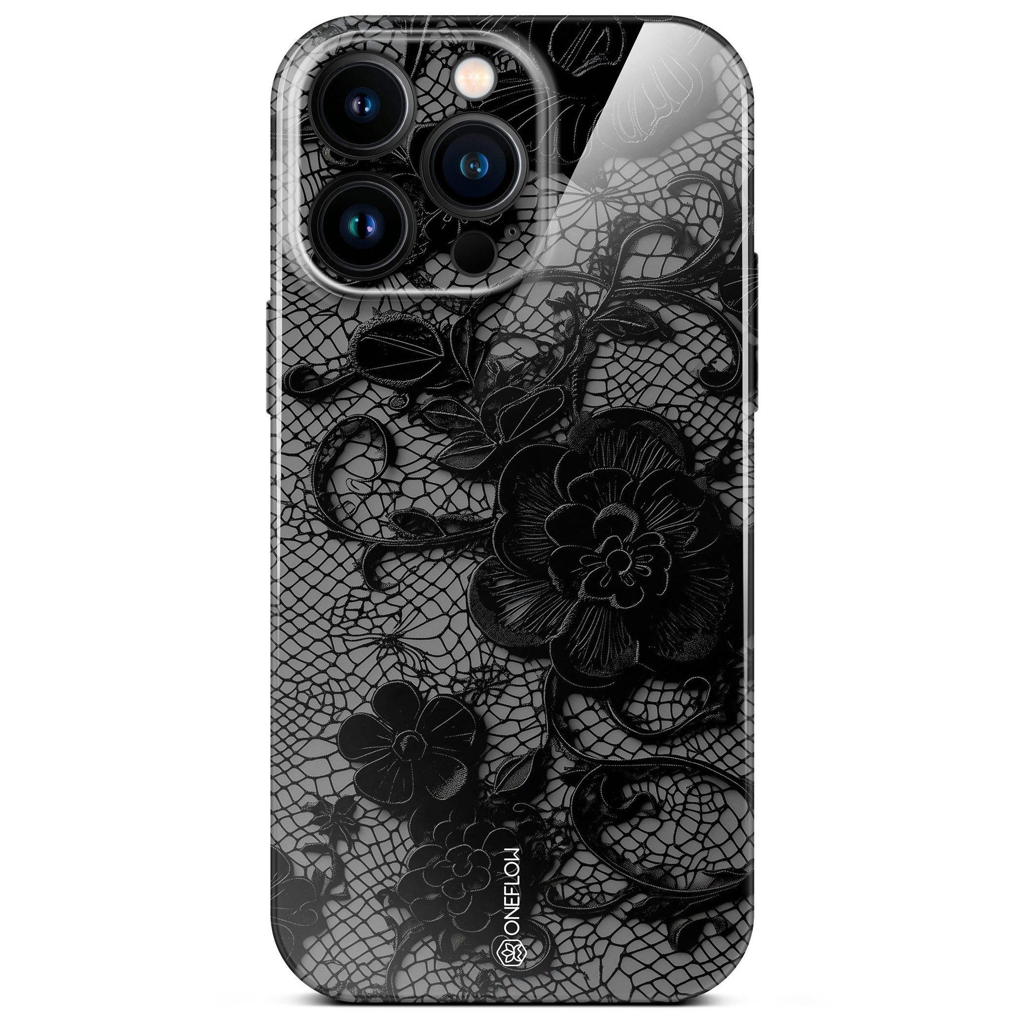 ONEFLOW Handyhülle für iPhone 14 Pro Max Splash Cover Lace Spitze Schwarz 6,7 Zoll, Hülle mit Design Muster Designer Case Kameraschutz Handy Schutzhülle