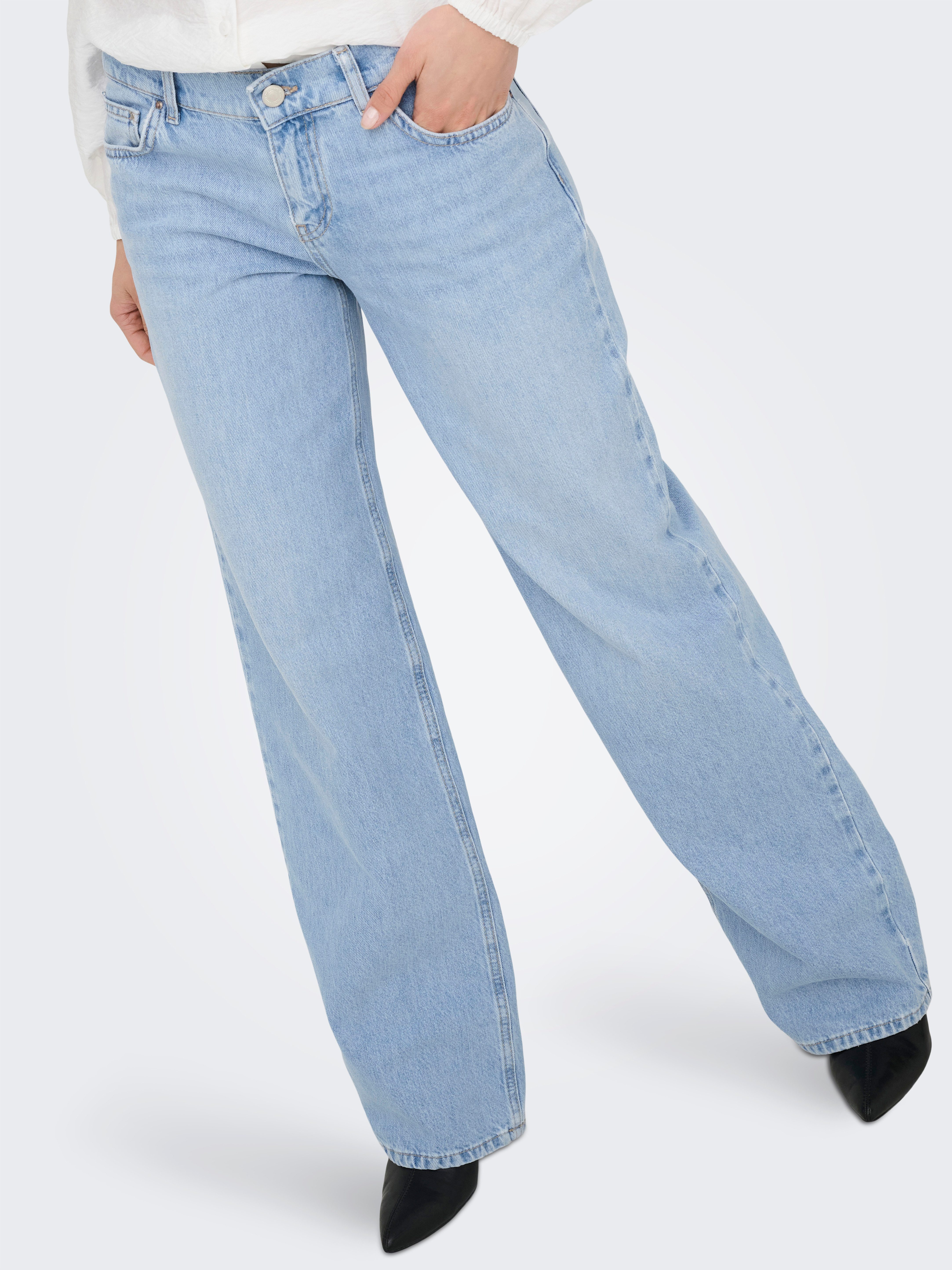 ONLY Low-rise-Jeans ONLBRENDA LOW WIDE DNM CRO045 Baumwolle, low waist, wide fit
