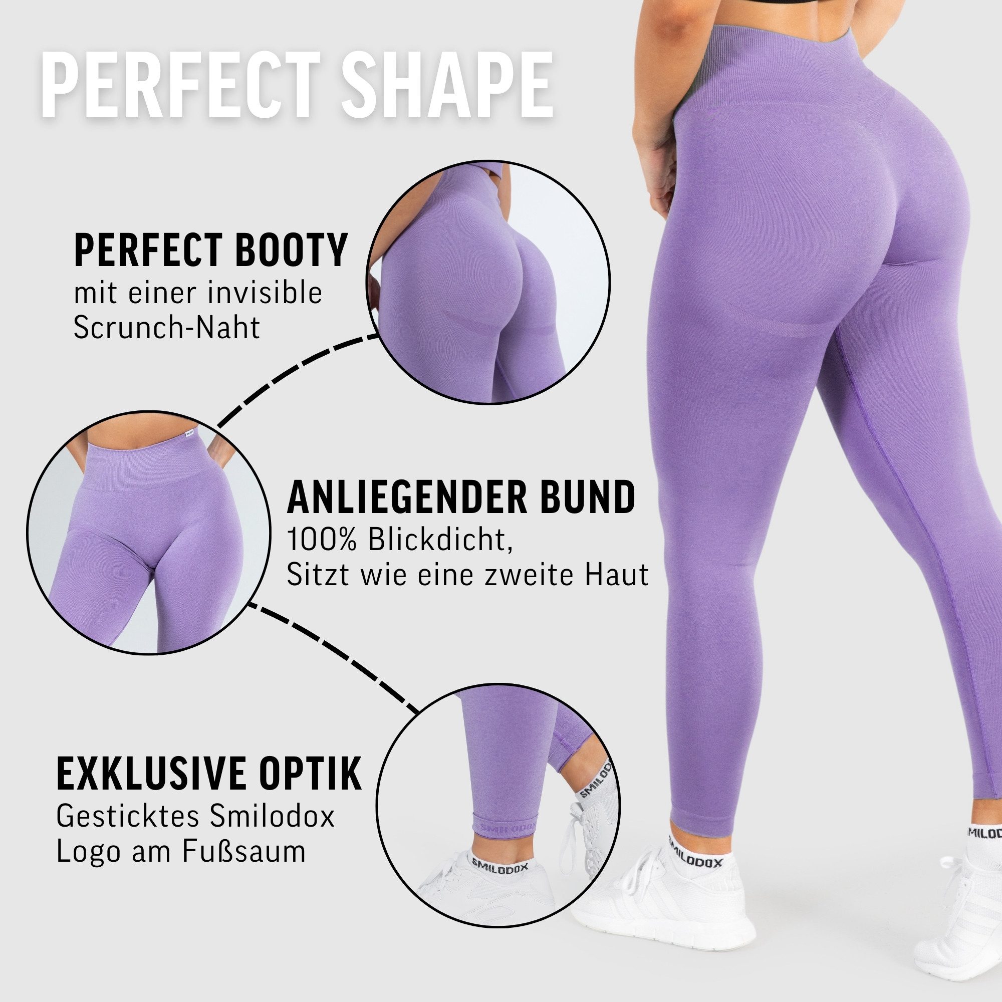Smilodox Leggings Amaze Pro mit Scrunch-Effekt, High Waist V-Shape Sport & Yogahose Seamless Push Up Booty Fitnesshose Blickdicht Yoga Gym Figurformend – Bild 5 von 5