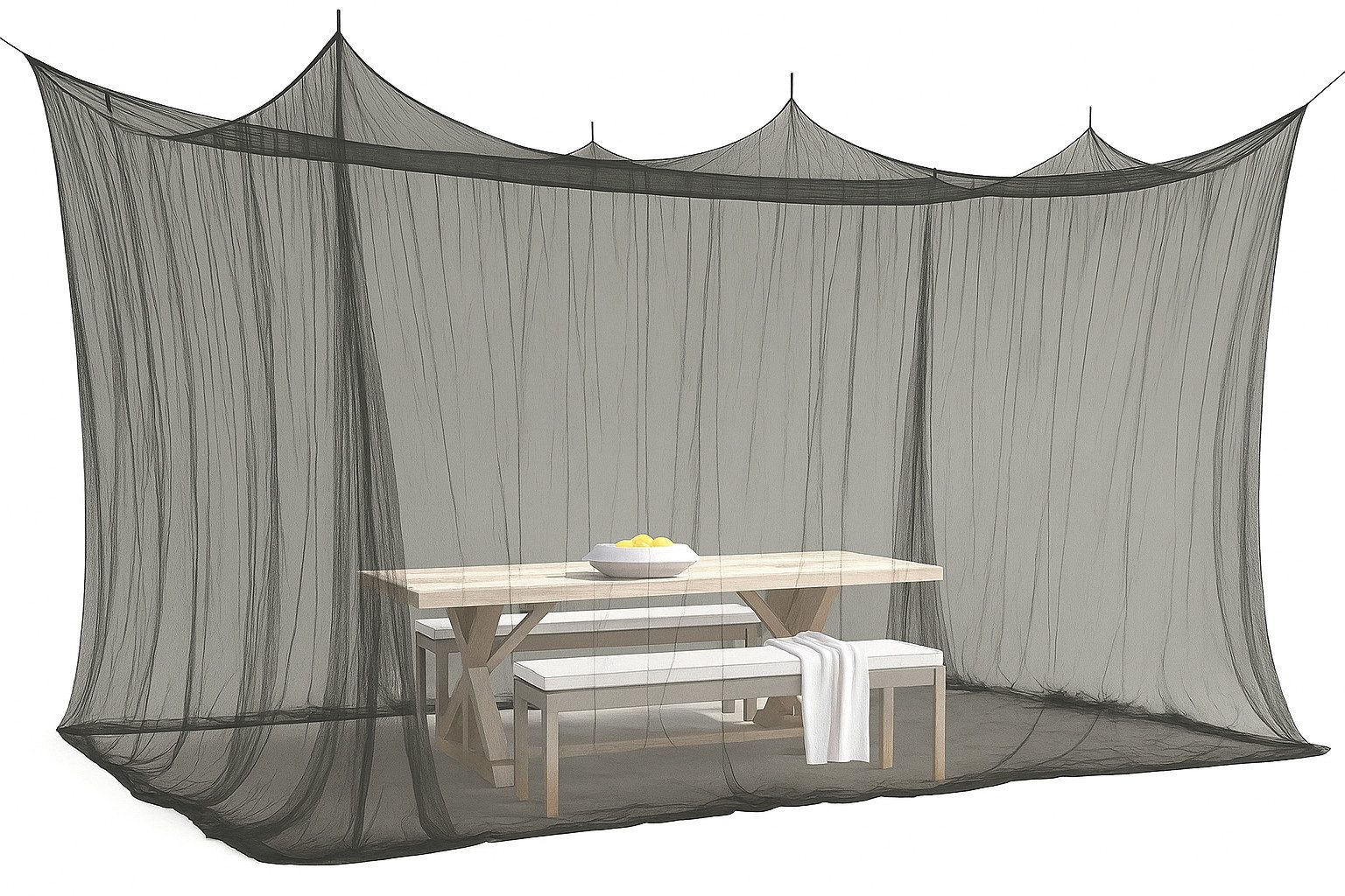 ELEGANCIO Moskitonetz XXL für Innen & Außen weiß 300x300x250cm schwarz
