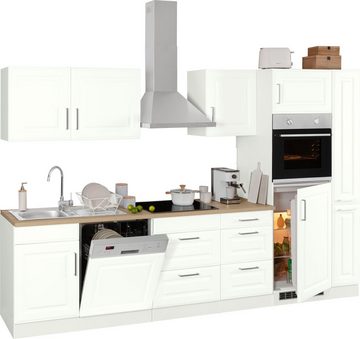 HELD MÖBEL Küchenzeile Stockholm, Breite 310 cm, mit hochwertigen MDF Fronten im Landhaus-Stil