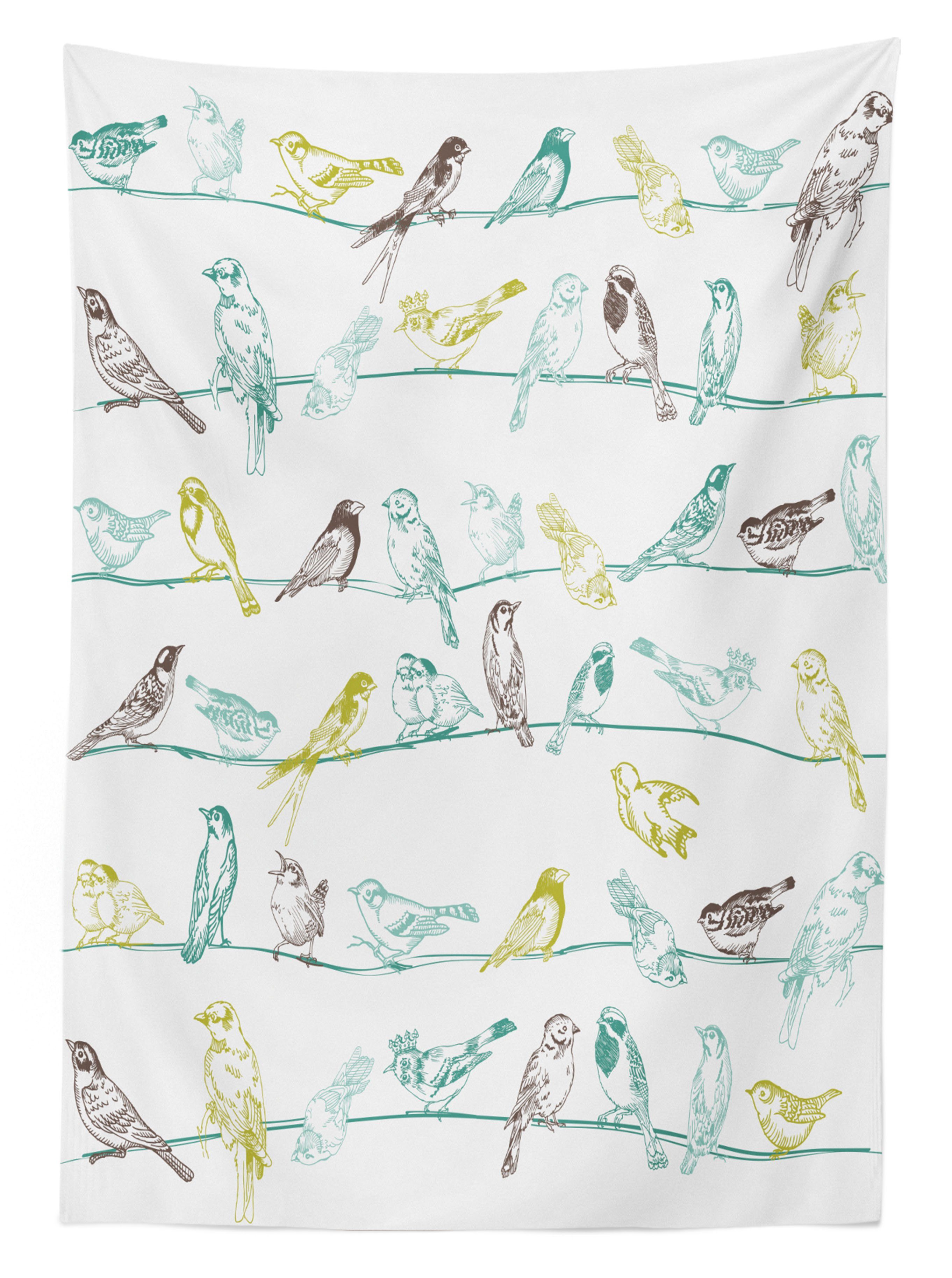 Vögel Abakuhaus Farben, Tischdecke Klare Waschbar Außen Bereich Farbfest Für sitzen den auf geeignet Vögel Drähte
