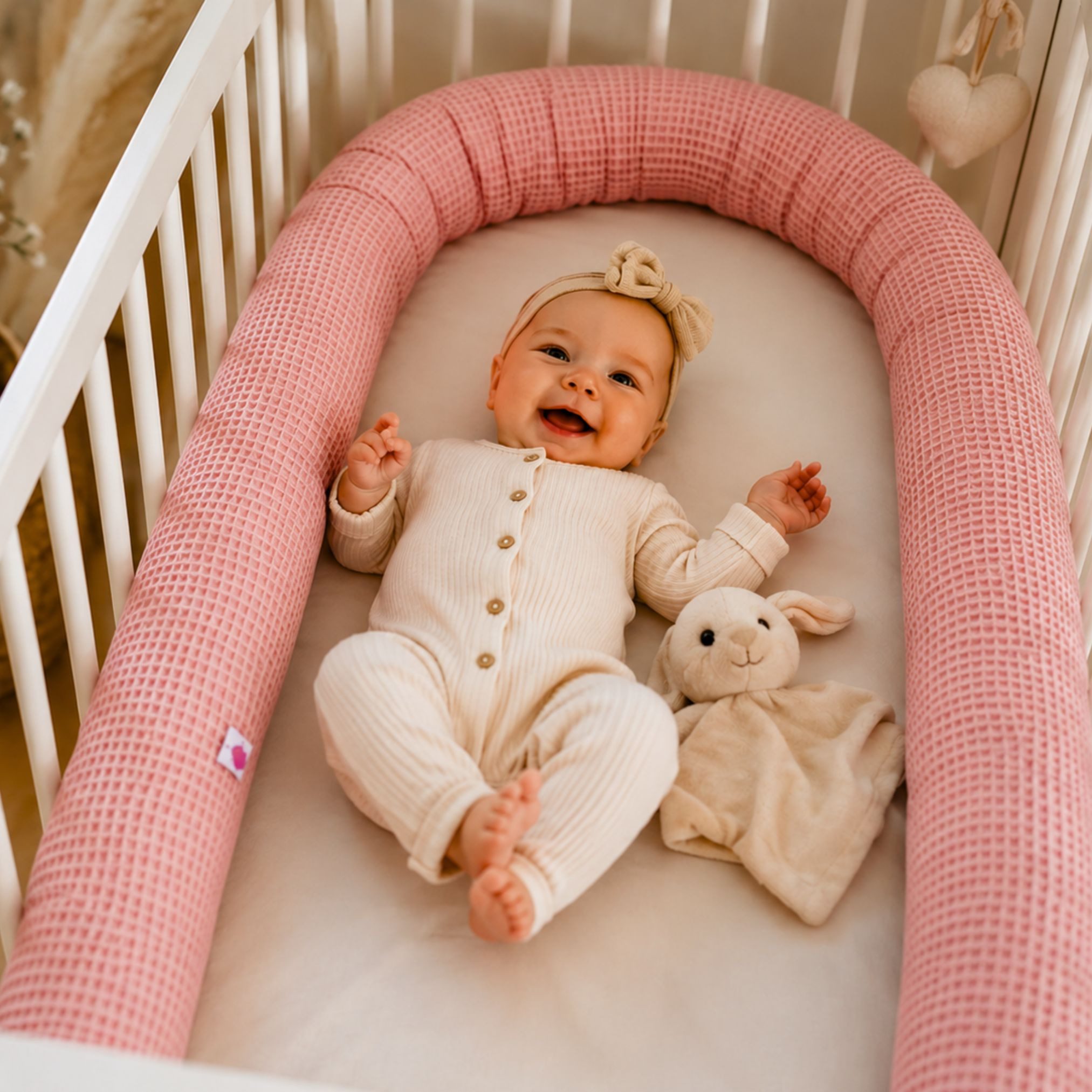 Babymajawelt Bettrolle Bett Nestchen Schlange, Wickeltischumrandung Waffel, Lagerungshilfe im Schlaf, Sitzen, Liegen oder Entspannen. Made in EU