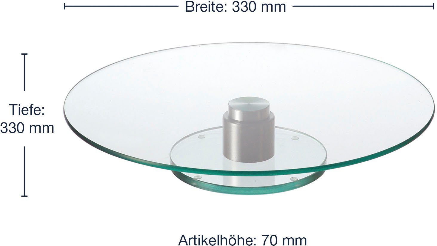 LEONARDO Tortenplatte TURN, Aluminium, Edelstahl, Glas, drehbar, Ø 33 cm