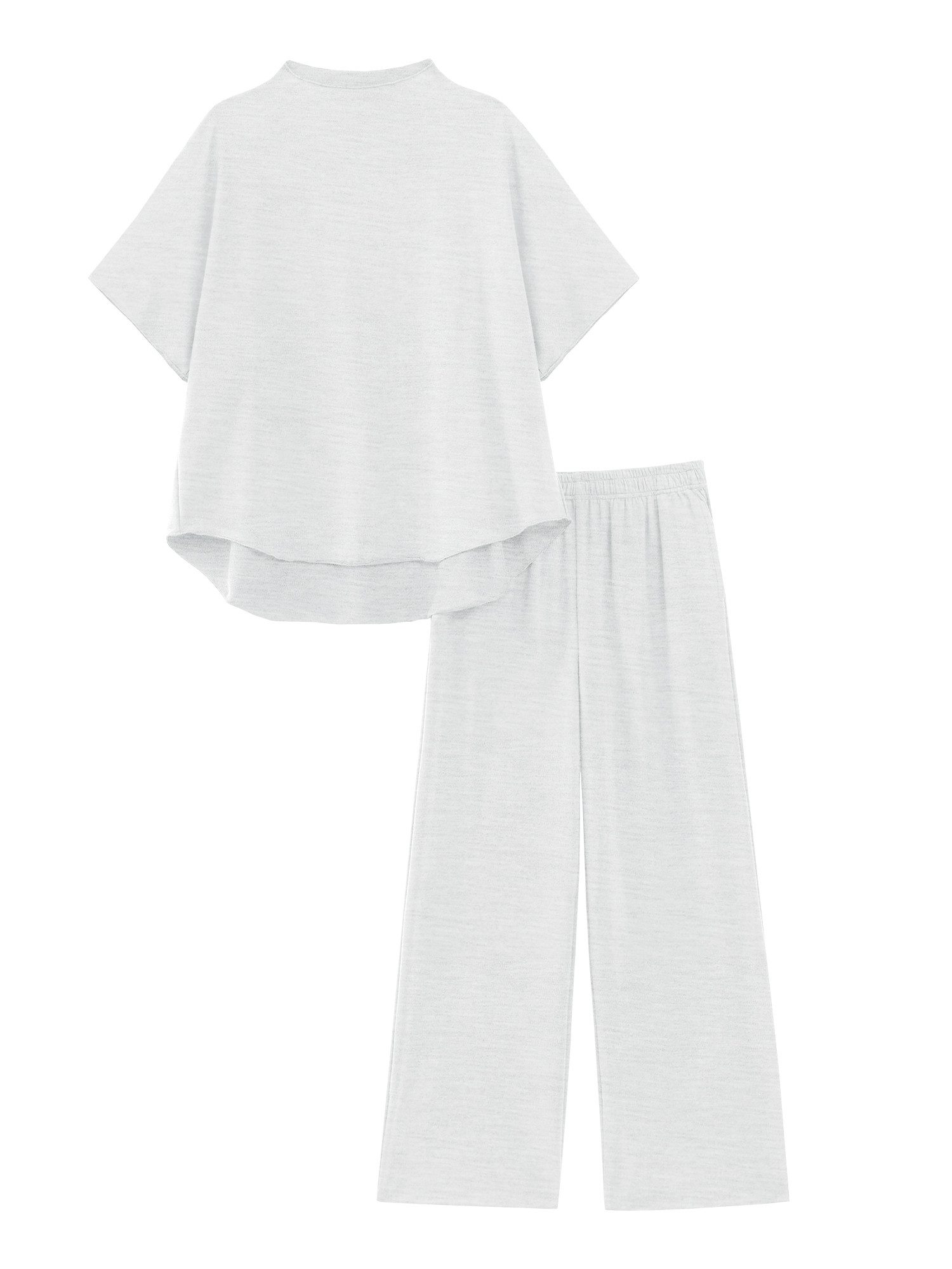 Imily Bela Hausanzug Damen Lounge-Set (Set, 2 tlg., Pullover-Oberteil mit 3/4-Fledermausärmeln + weite Hosen) Einfarbig