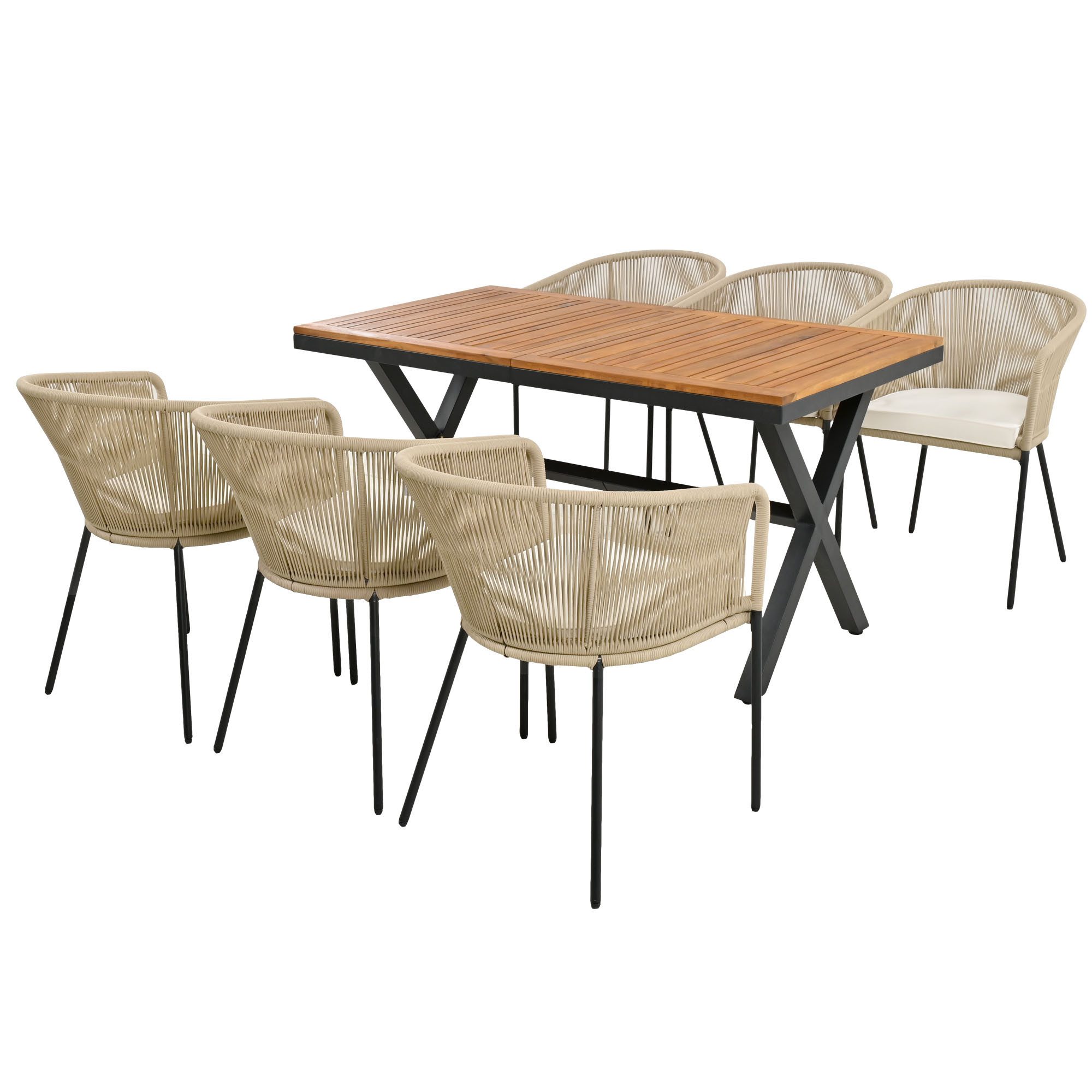 KLAM HOME Garten-Essgruppe Garten-Lounge-Set aus Seil günstig online kaufen
