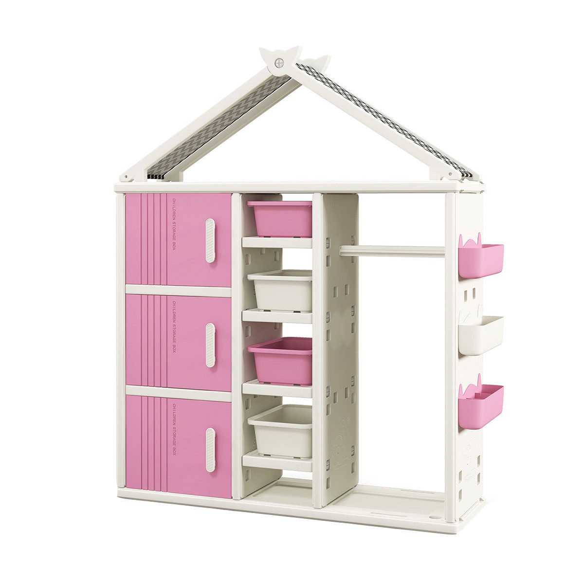 COSTWAY Kinderregal, Spielzeugregal in Hausform mit Boxen und Schubladen günstig online kaufen