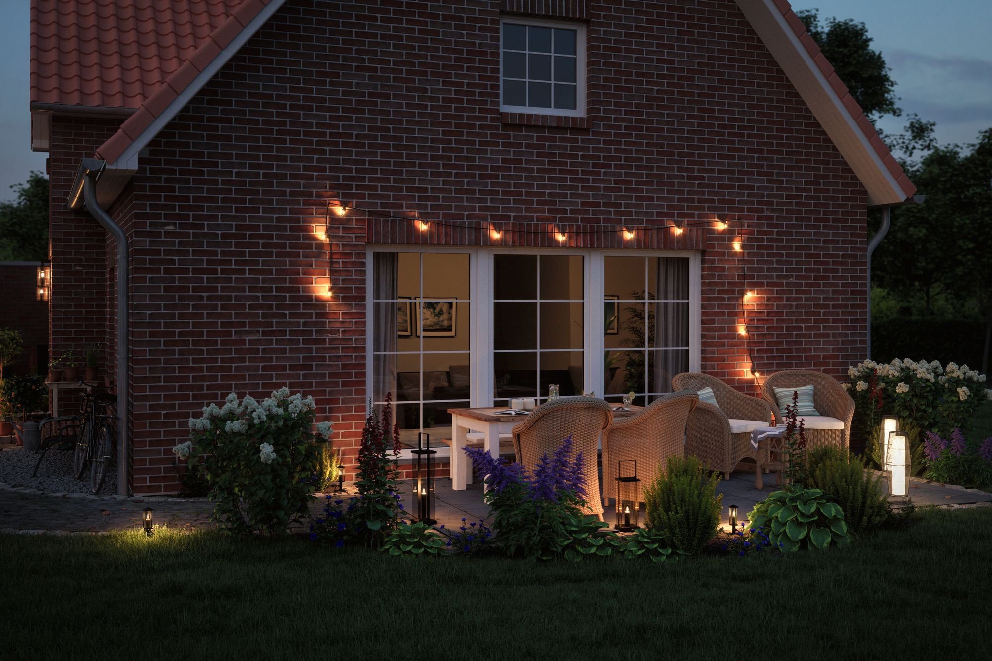 Paulmann LED Gartenleuchte 1900K 40cm Leuchtmittel Plug&Shine, Extra-Warmweiß, Anthrazit IP44 E14, wechselbar, 24V E14