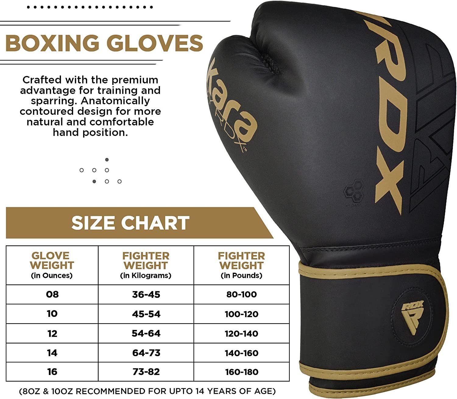 Punching RDX Golden Boxhandschuhe, Boxhandschuhe Sparring, RDX Kickboxing Muay Thai Handschuhe Sports