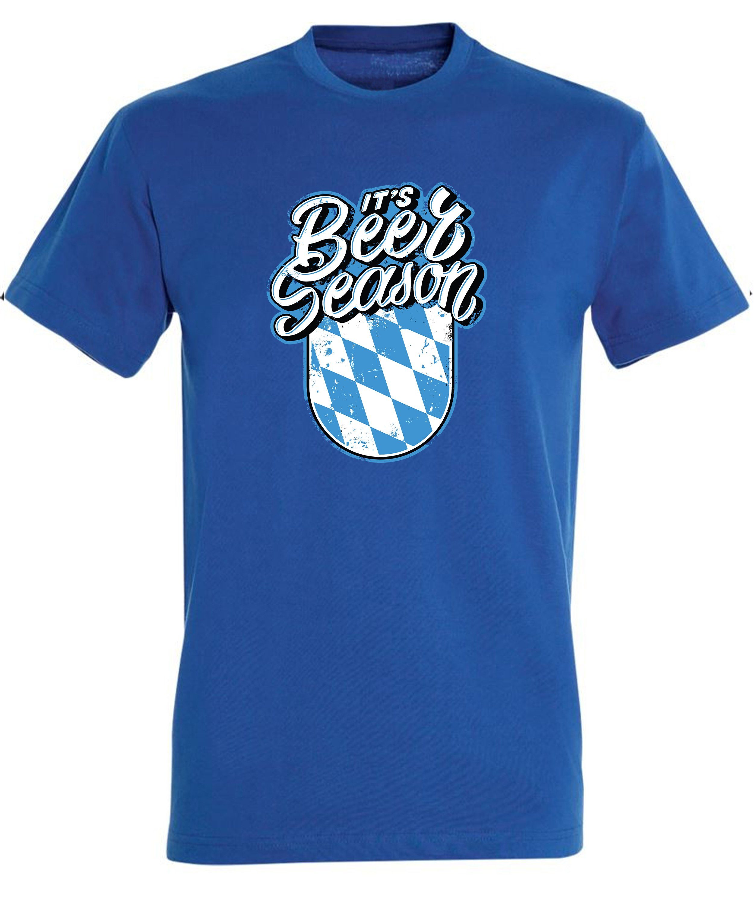 Beer Fun Herren Shirt T-Shirt Oktoberfest Fit, i303 Baumwollshirt - Aufdruck its royal Regular mit Season blau MyDesign24 Print Trinkshirt