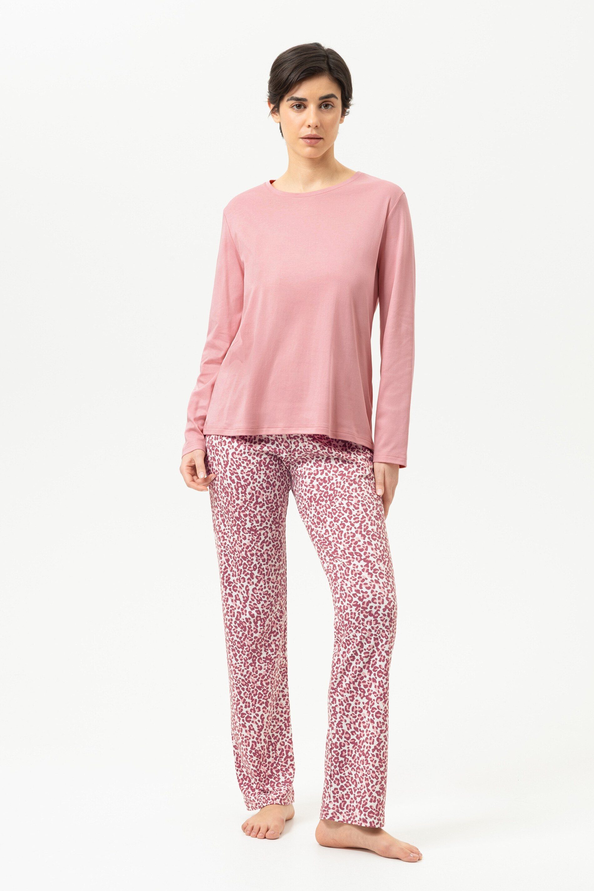 Mey Schlafanzug Mey Anzug lang Serie Sleepy Leo mit Print Pyjama (2 tlg) Reine Baumwolle, Jersey Qualität, purer Komfort