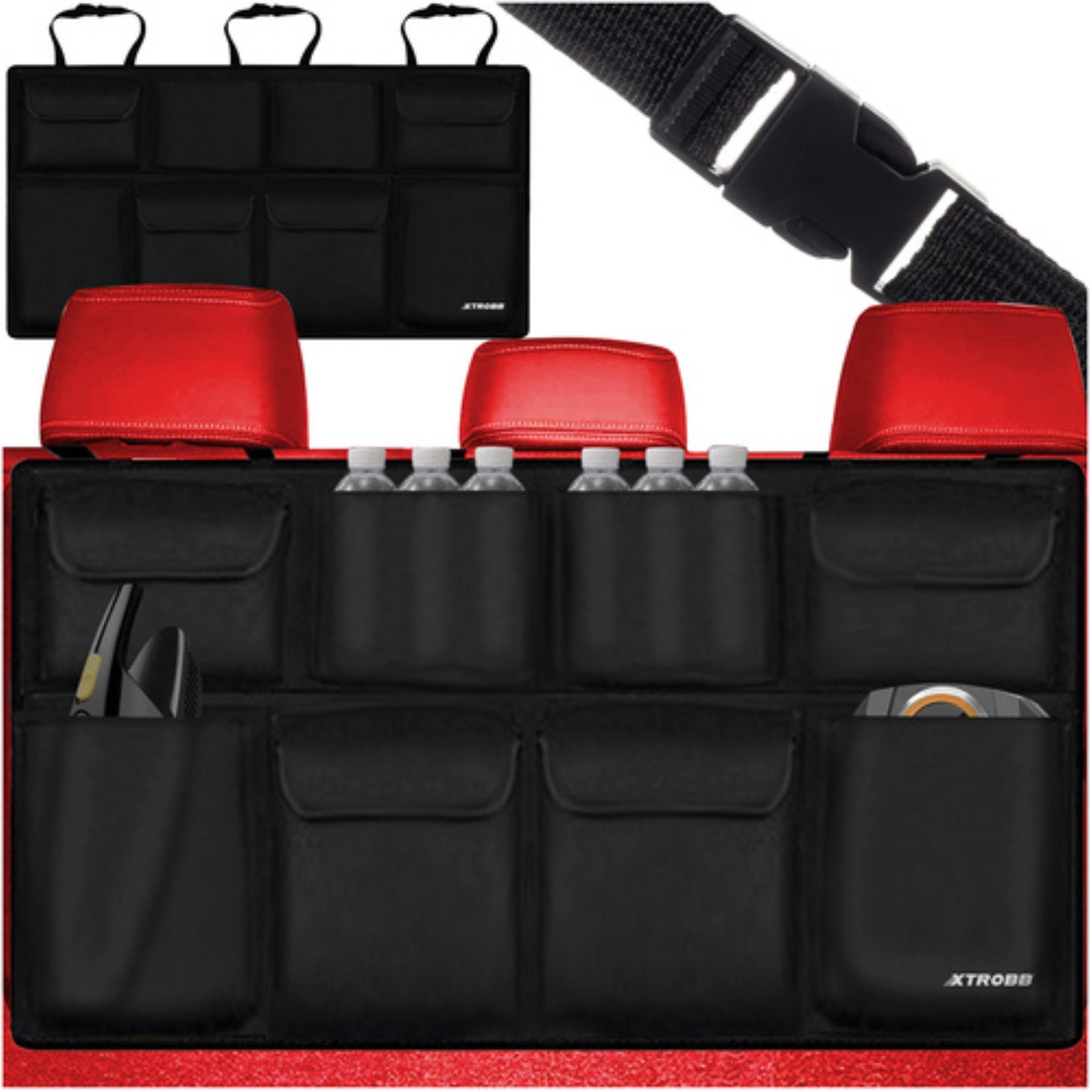 XTROBB Auto-Rückenlehnentasche Autositz Organizer Rückenlehne Kofferraum Organizer 8 Taschen Schwarz (Autositz Organizer für Rückenlehne mit 8 Aufbewahrungstaschen, Autositz Organizer, Rückenlehnen Organizer), 8 Taschen, wasserabweisend, faltbar, universe
