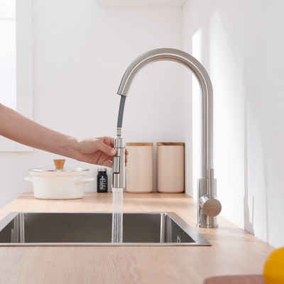 Lonheo Küchenarmatur 360° Küchenarmatur mit Ausziehbar Wasserhahn Spültischarmatur