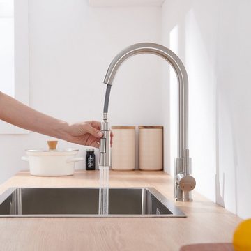 Lonheo Küchenarmatur Ausziehbar Wasserhahn Spültischarmatur Mischbatterie Armatur für Küche 360° Schwenkbar Einhandmischer