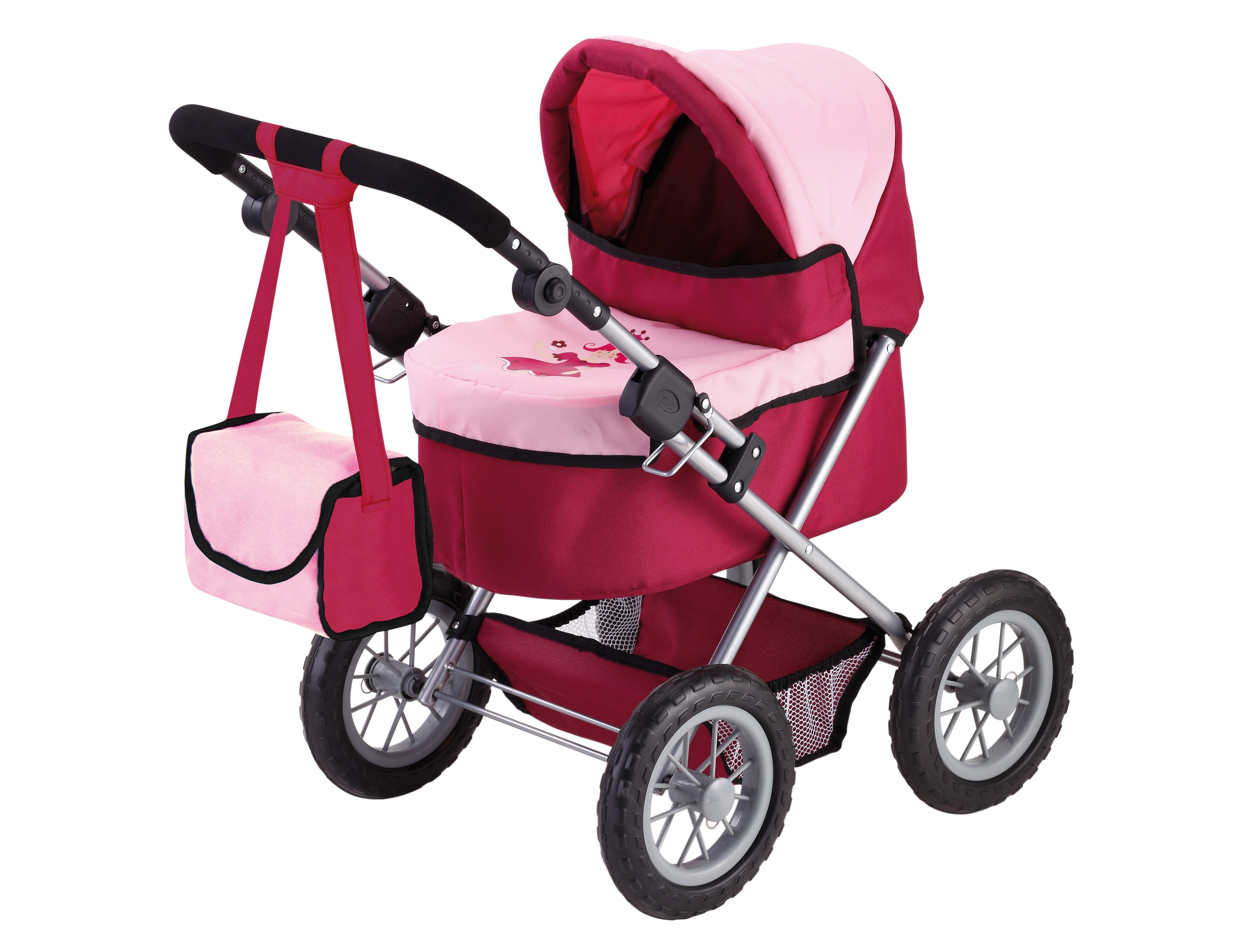 Image of Bayer Design Doll's Pram Trendy - Red/Pink