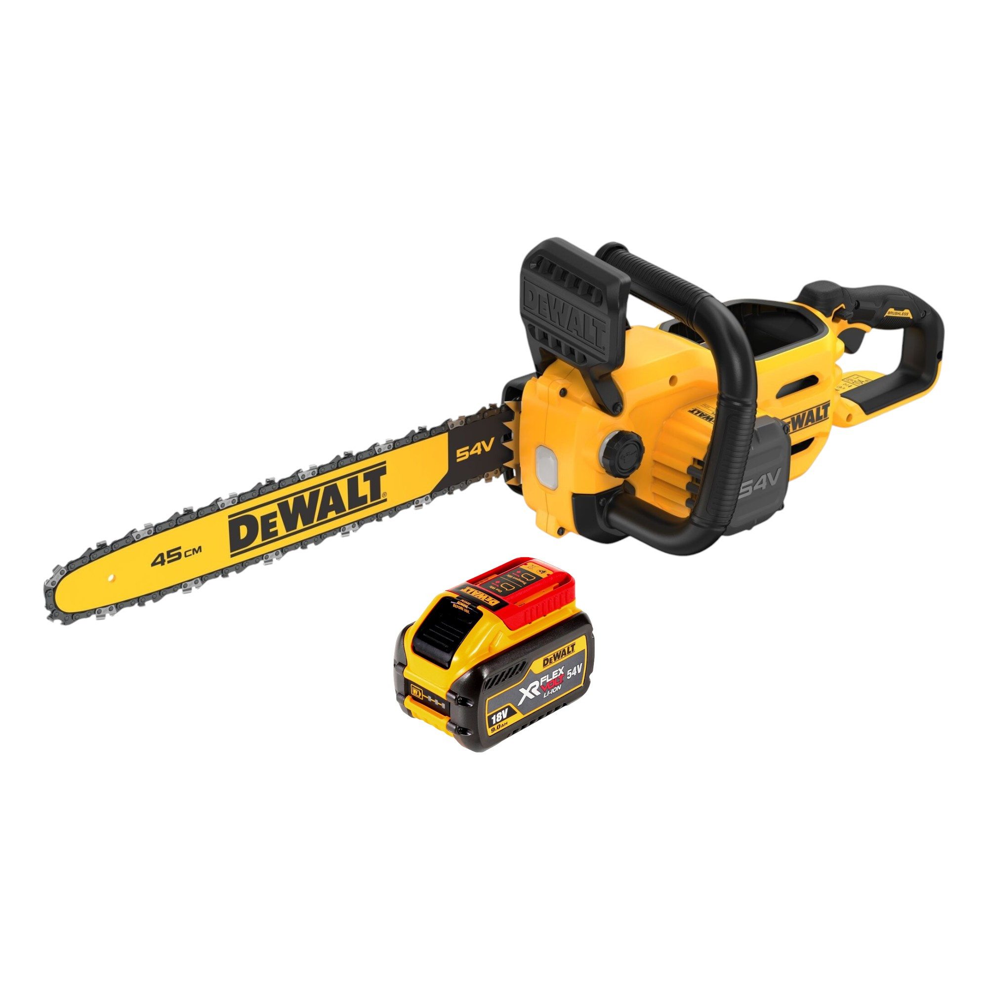 DeWalt Akku-Kettensäge DCMCS 574 N 54 V FlexVolt 45 cm Brushless + 1x Akku 9,0Ah - ohne Lader