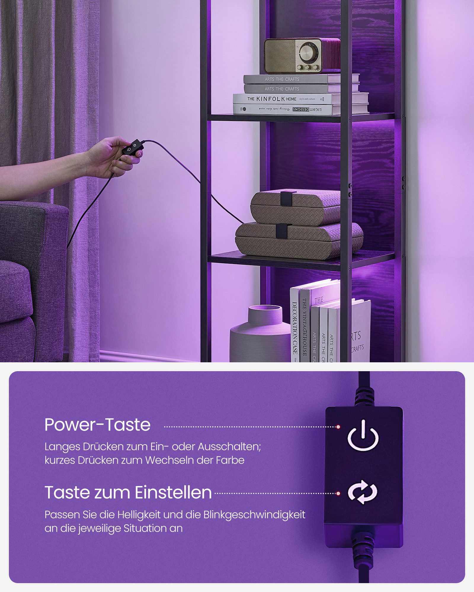 VASAGLE Bücherregal Standregal mit 5/6 Ebenen, aus Stahl, mit 6 Ebenen, 30,3 x 40 x 178,6 cm, für Wohnzimmer, Schlafzimmer – Bild 5 von 5