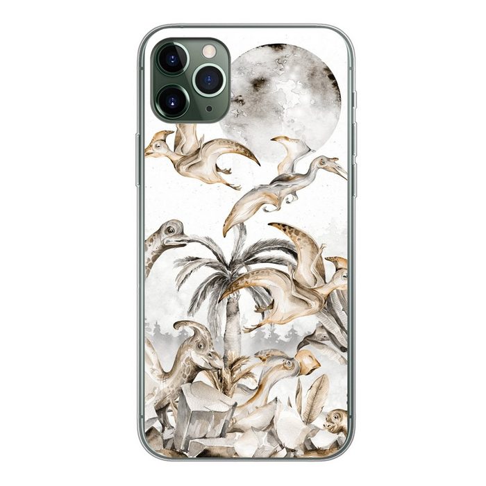 MuchoWow Handyhülle Dinosaurier - Dschungel Dekoration - Kinder - Junge - Grün Handyhülle Apple iPhone 11 Pro Max Smartphone-Bumper Print Handy