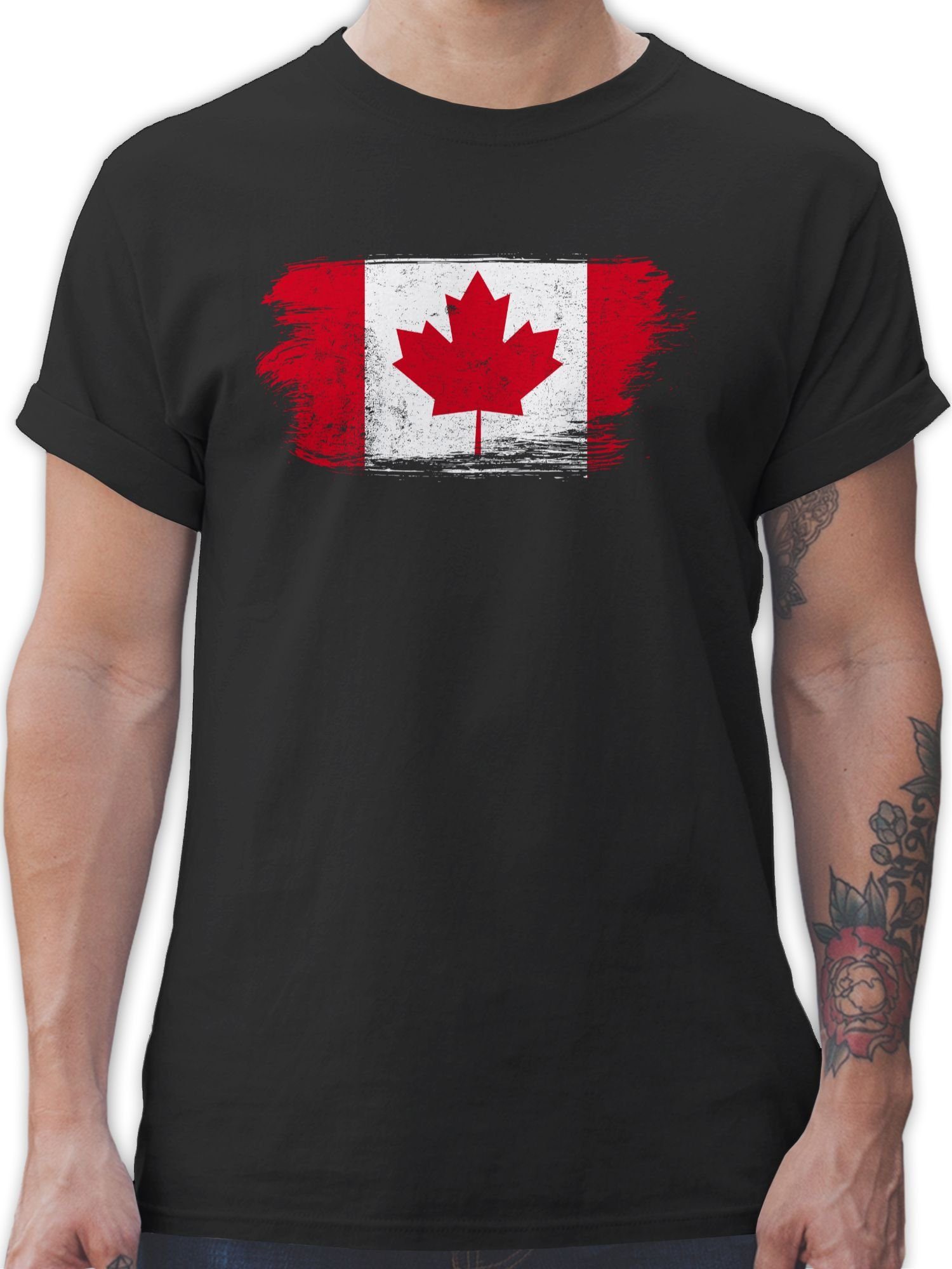 Shirtracer T-Shirt Kanada Vintage Länder Wappen 1 Schwarz