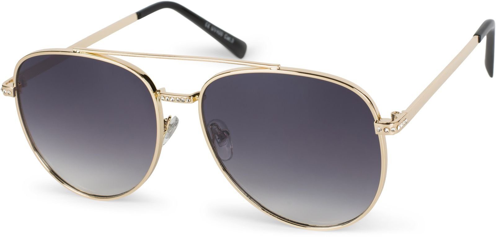 Verlauf Grau (1-St) / Gold styleBREAKER Sonnenbrille Gestell Getönt Glas