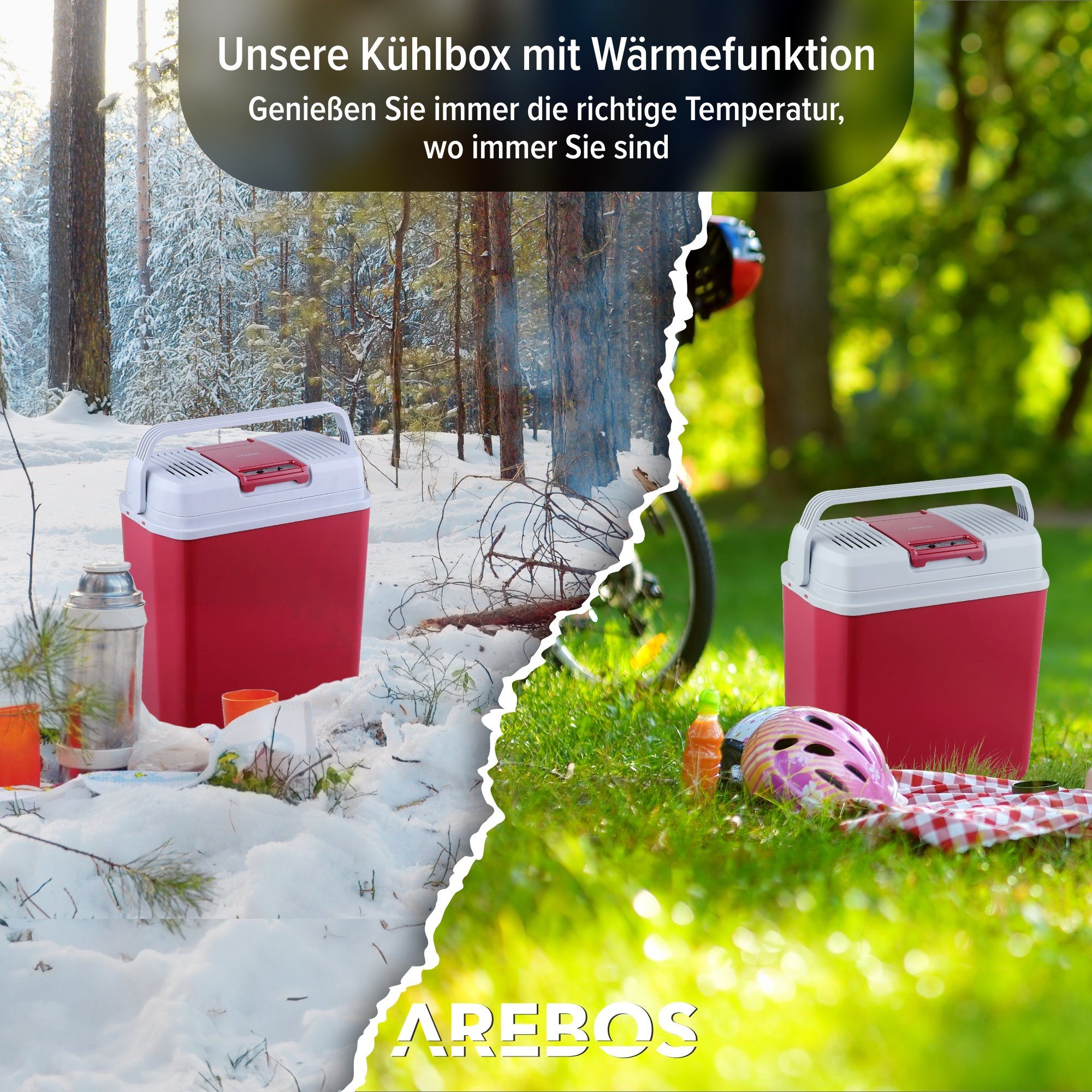 Arebos Elektrische Kühlbox 20L Mobil, Kühlschrank mit ECO Modus zum Kühlen & Warmhalten, 2 Programme: COLD & HOT – Bild 4 von 5