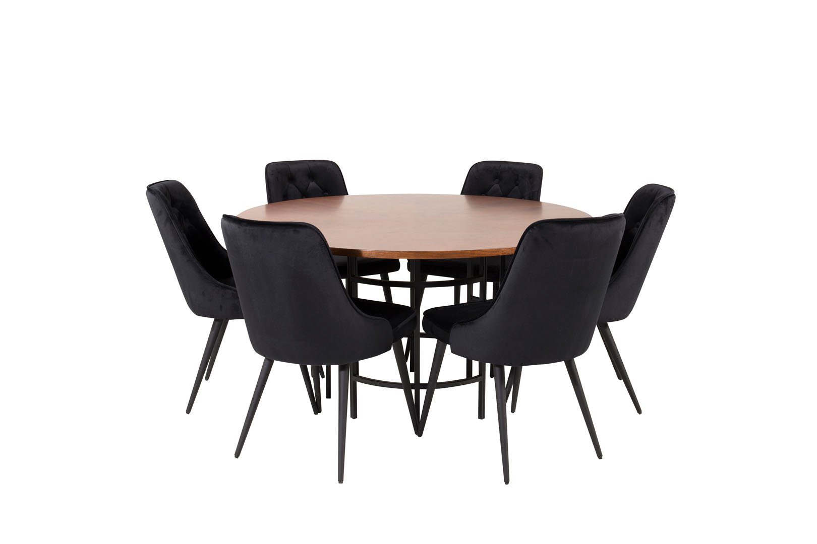 ebuy24 Essgruppe Copenhagen Essgruppe Esstisch braun und 6 Velvet D, (7-tlg) Schwarz