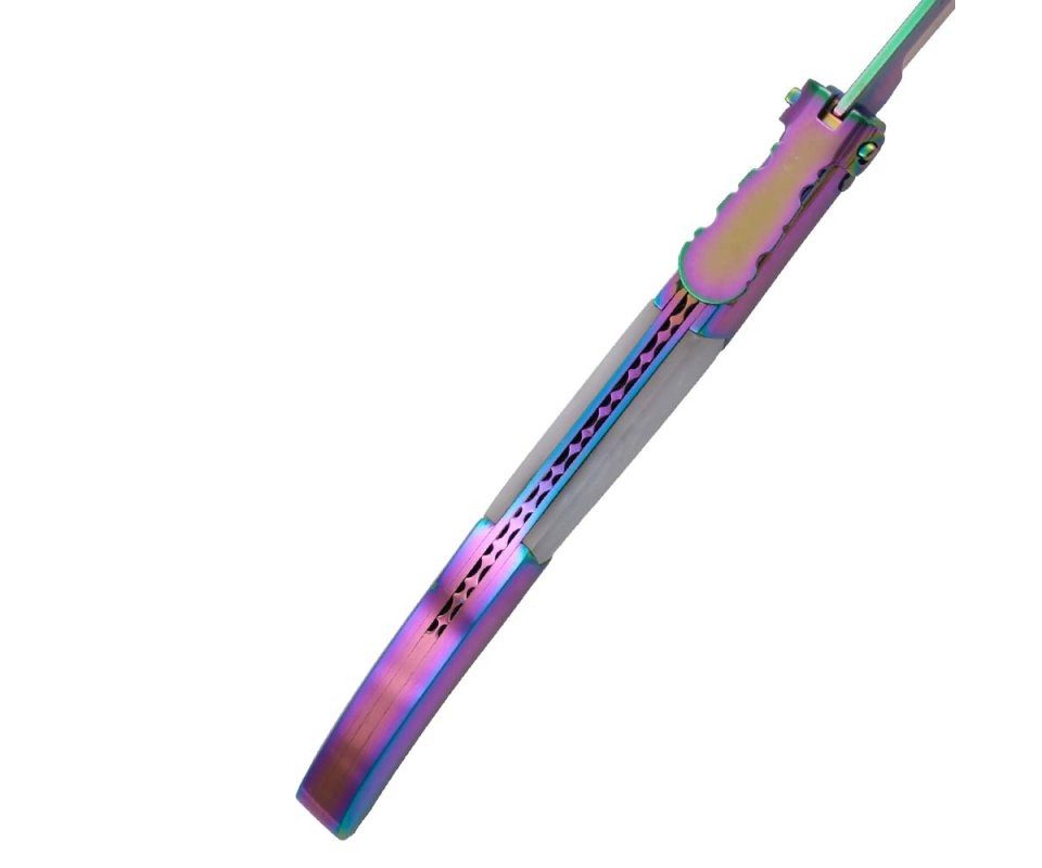 Third Taschenmesser Third Taschenmesser Ratschenmesser, 440er Stahl, Rainbow, weisses Acry, (1 St)