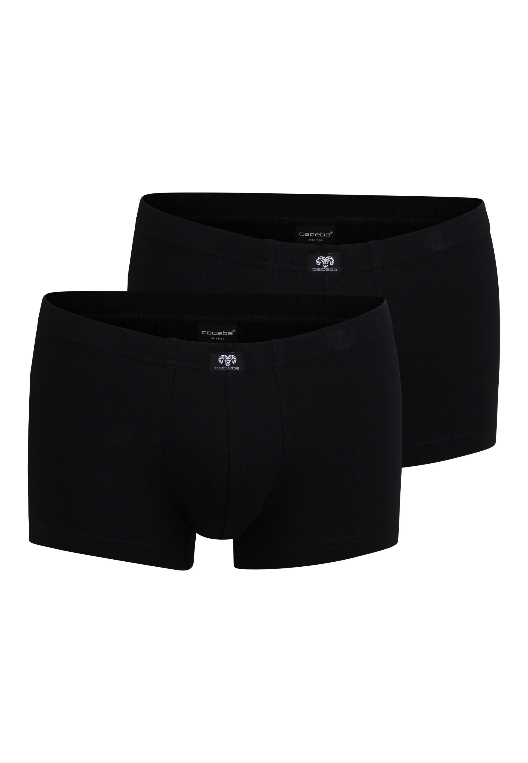 Boxershorts CECEBA Herren Pants schwarz uni 2er Pack