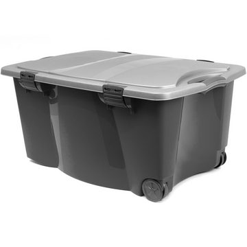 Deuba Aufbewahrungsbox, Kunststoffbox verschließbarer Deckel 2 Rollen 2 Handgriffe 80x52x41cm