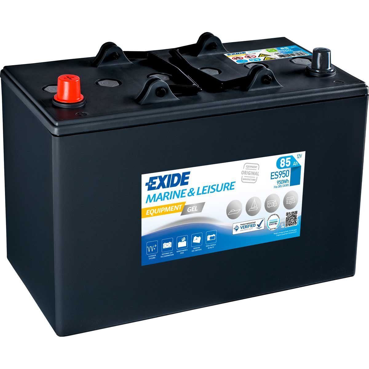 Exide Exide ES950 Gel Batterie 85Ah 12V Marine Multifit G85 Boot Wohnmobil Batterie, (12 V V)