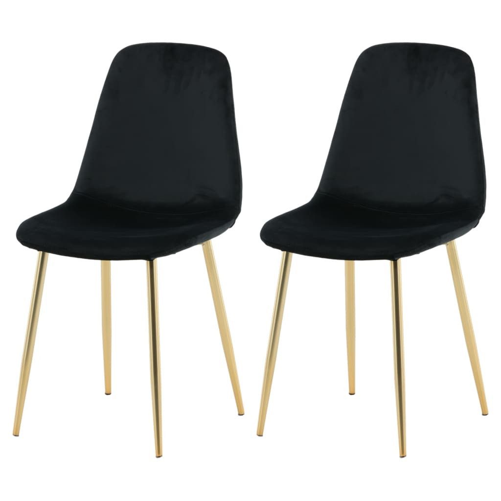 Esszimmerstuhl Esszimmerstühle 2 Stk. Polar Samt Schwarz und Messing