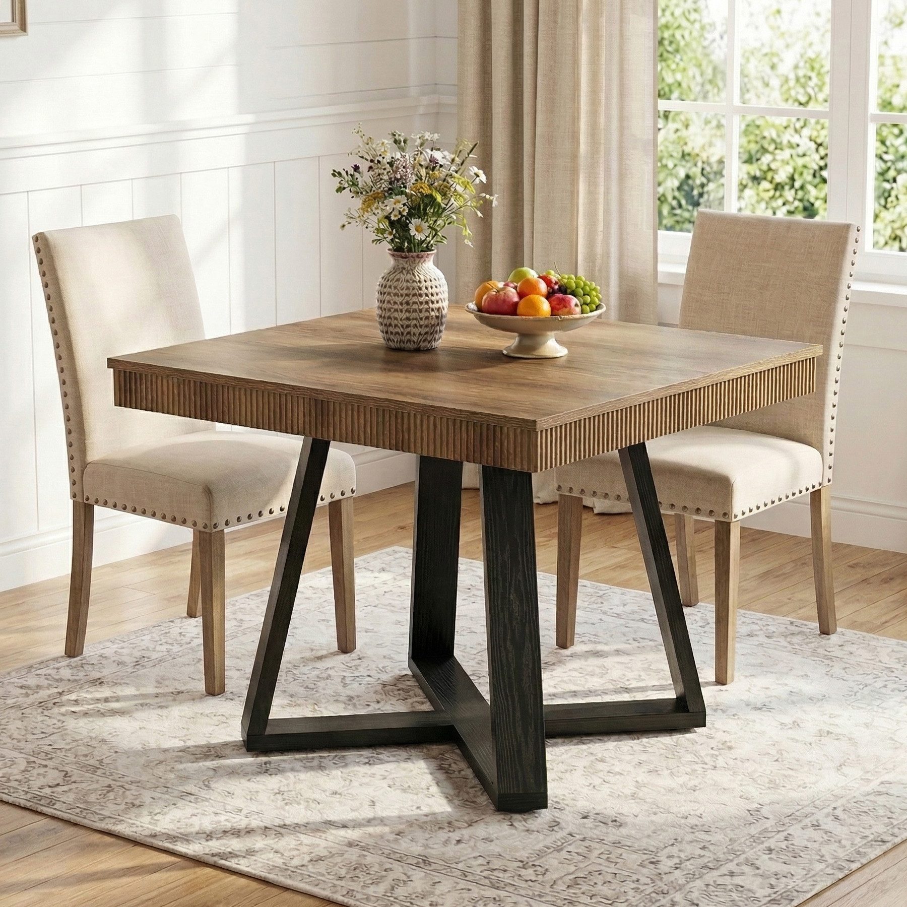 Tribesigns Esstisch 80x80x75cm rustikaler Holz Küchentisch mit stabilem X-Gestell (1 x Esstisch 1 x Zubehörpaket 1 x Anleitung), Kleiner esszimmertisch im Landhausstil für Esszimmer, Küche,Wohnzimmer