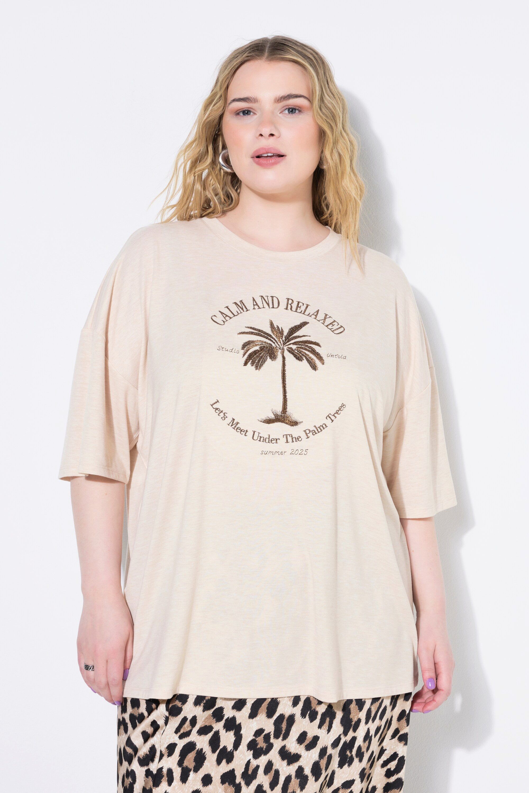 Studio Untold T-Shirt T-Shirt oversized Palmen-Stickerei günstig online kaufen
