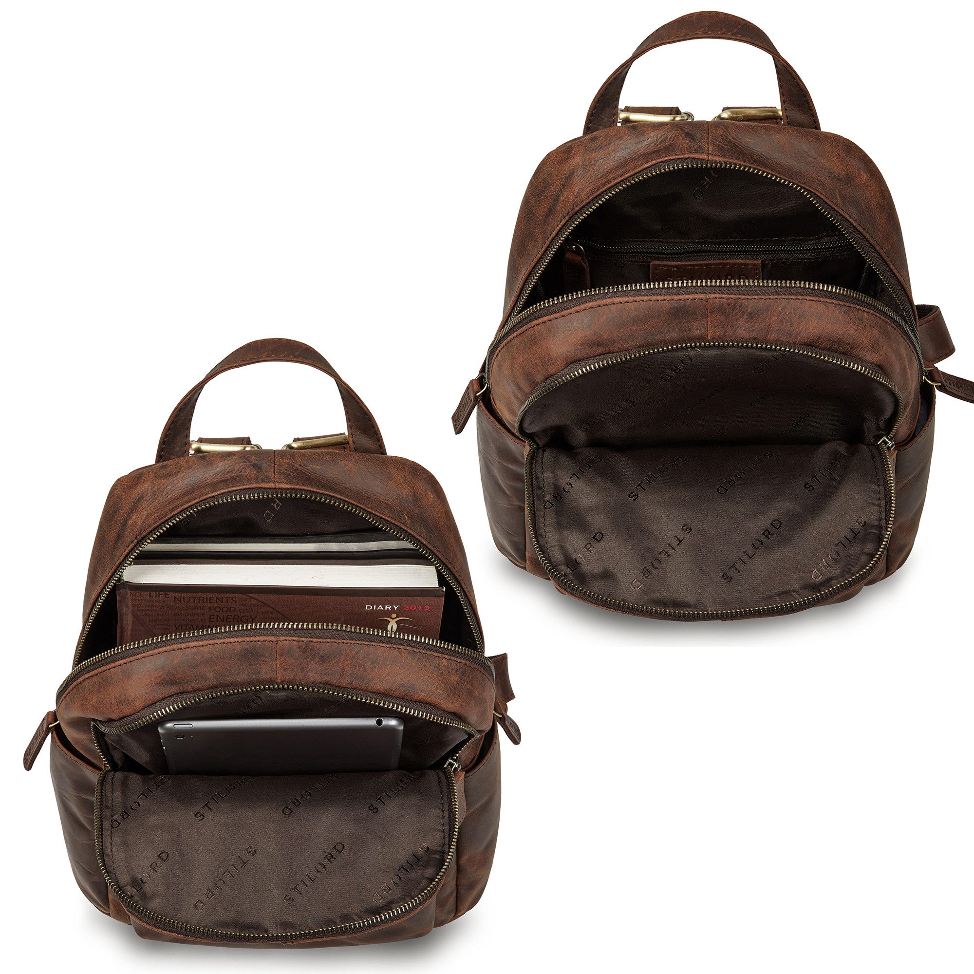 STILORD Cityrucksack "Berry" City Rucksack Damen Leder Klein 13 Zoll