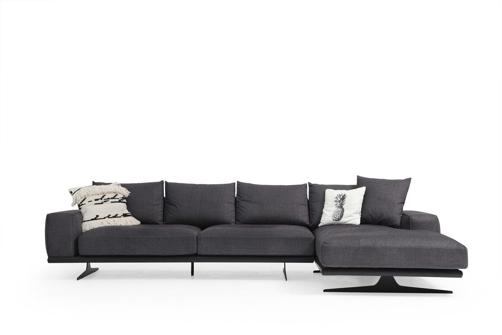 JVmoebel Ecksofa Ecksofa L-Form Sofa Wohnzimmer Grau Modern Stoff Sofas Sitzer Design, 2 Teile, Made in Europa | Ecksofas