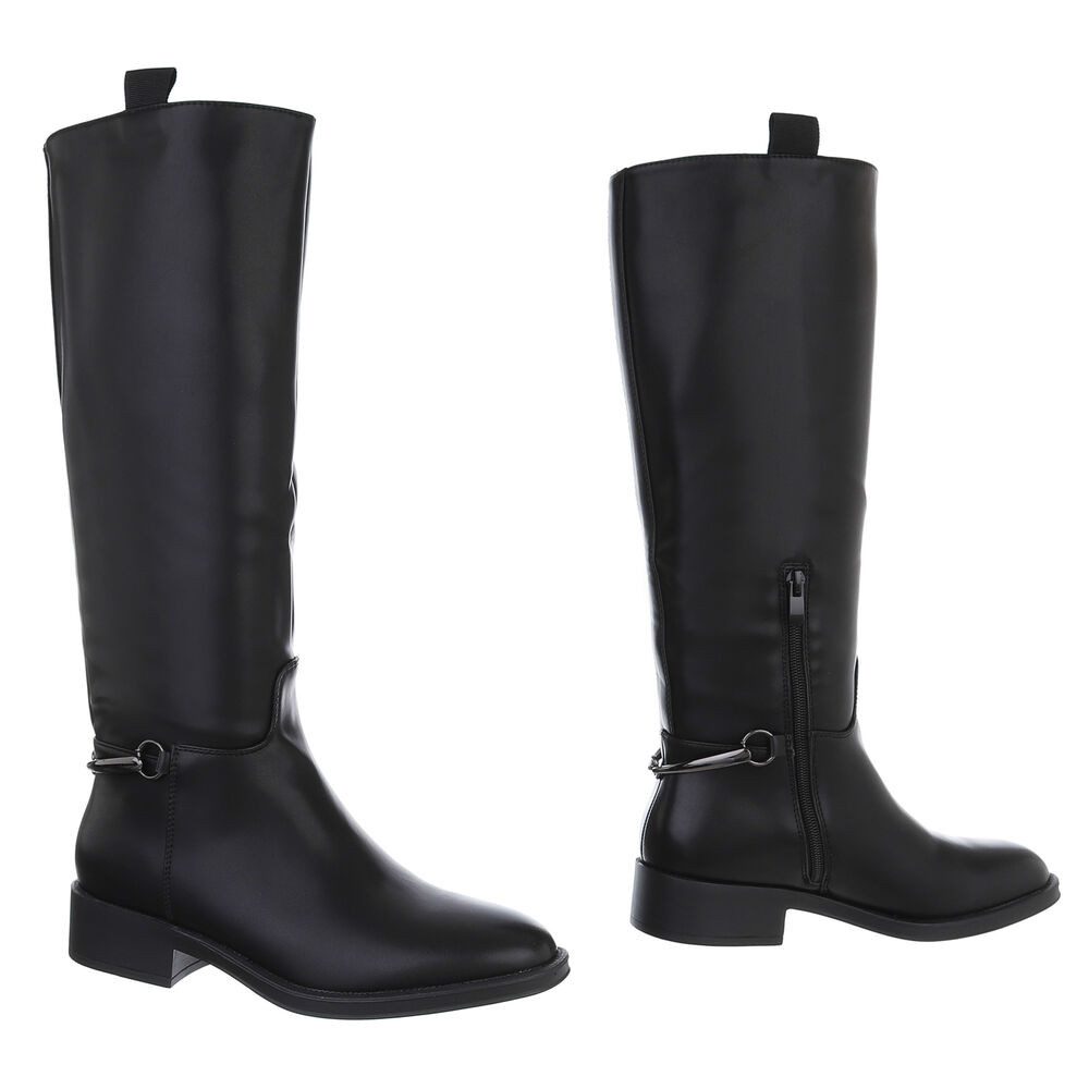 Ital-Design Damen Freizeit Stiefel (88577484) Blockabsatz Flache Stiefel in Schwarz – Bild 4 von 5